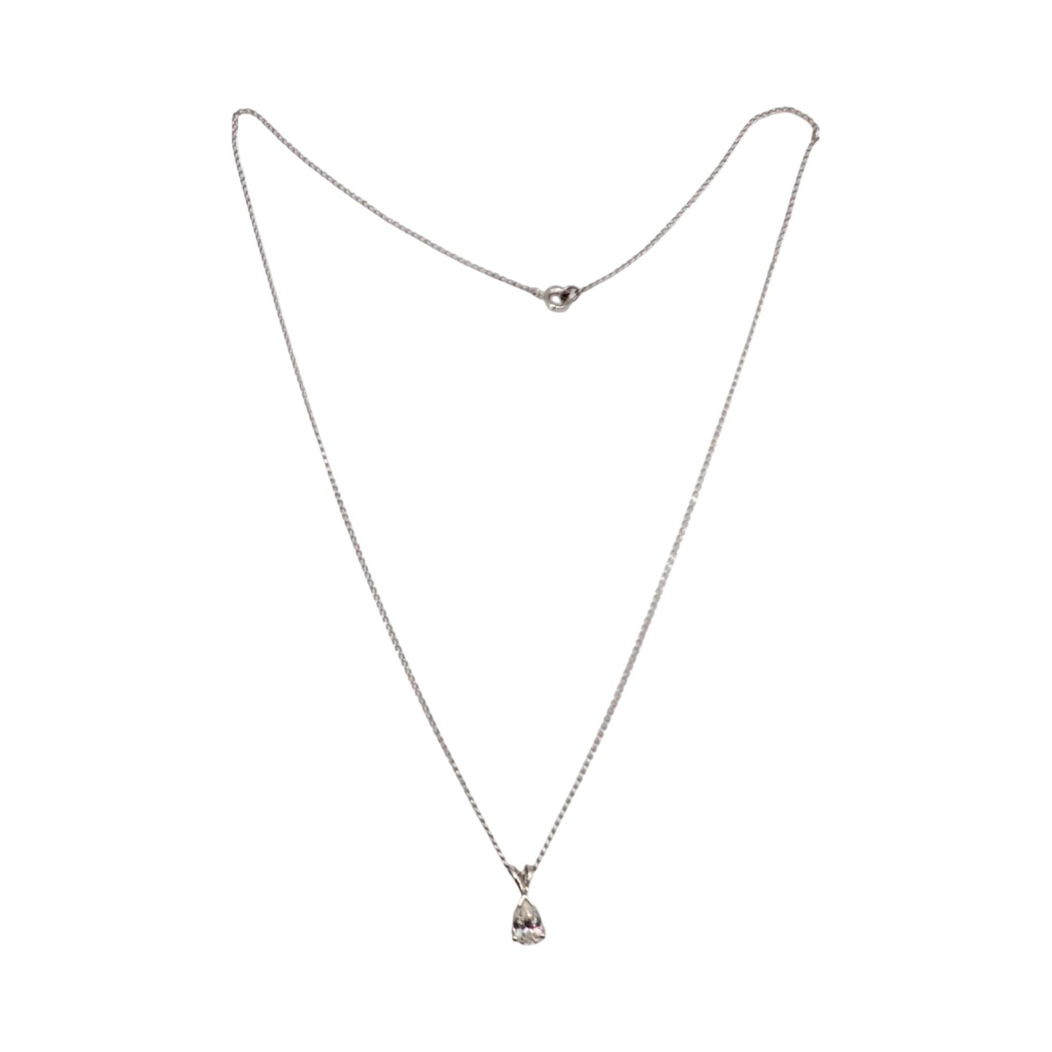 Sterling Silver CZ Pear Shaped Solitaire Necklace