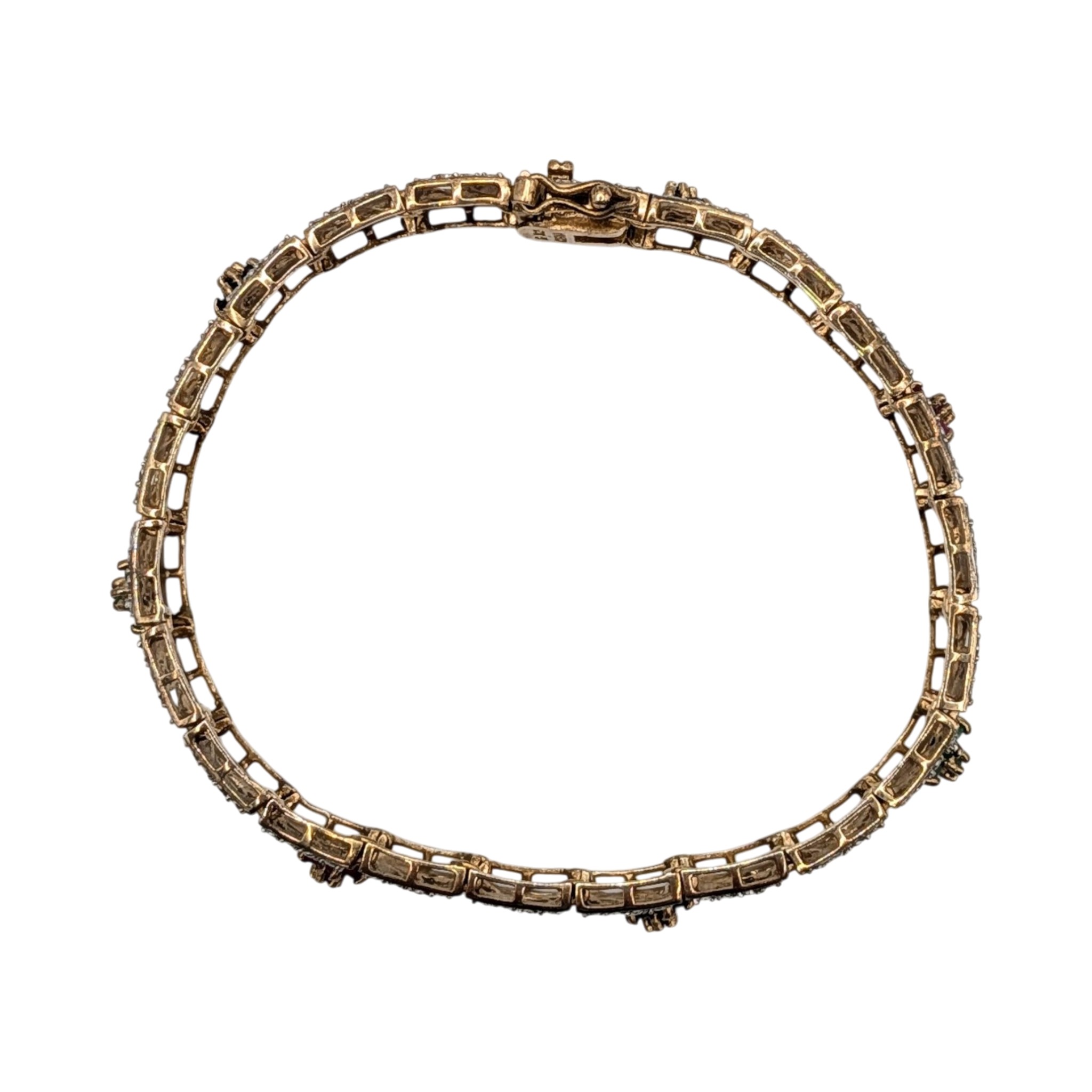 Ross Simons Gold Over Sterling Silver Multi-Stone Floral Tennis Bracelet
