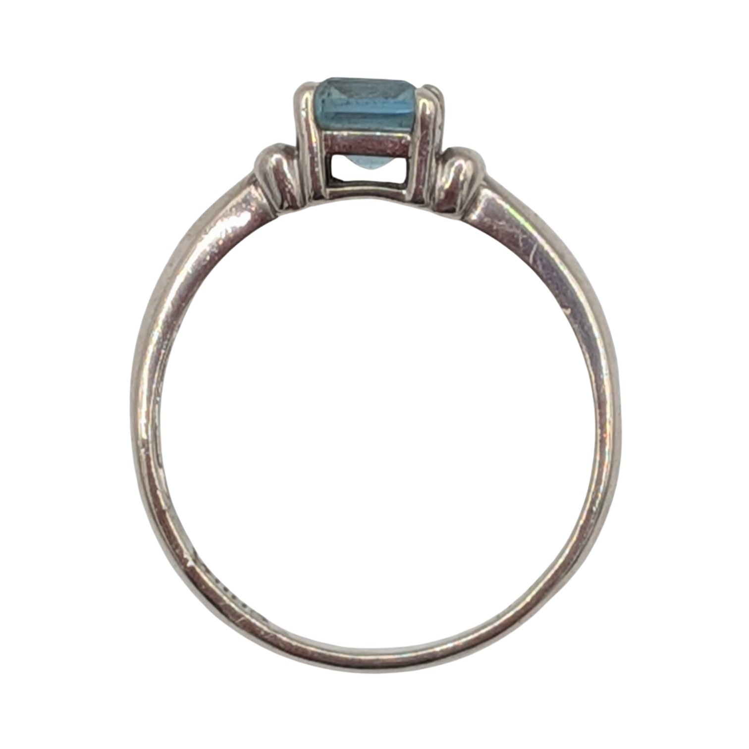 Ross Simons Sterling Silver Topaz Emerald Cut Solitaire Ring Size 7