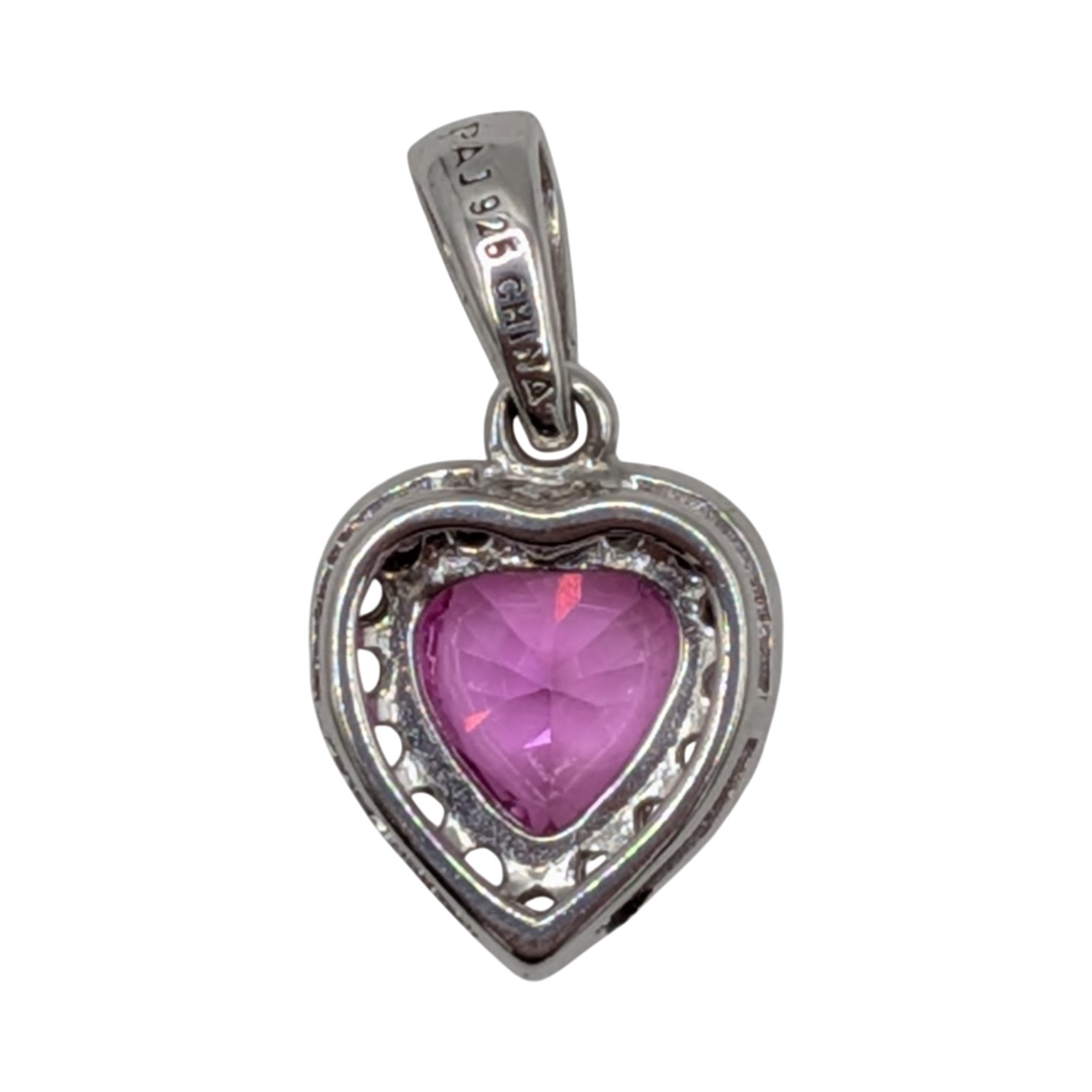 Prime American Jewel Sterling Silver Ruby Sapphire Heart Pendant