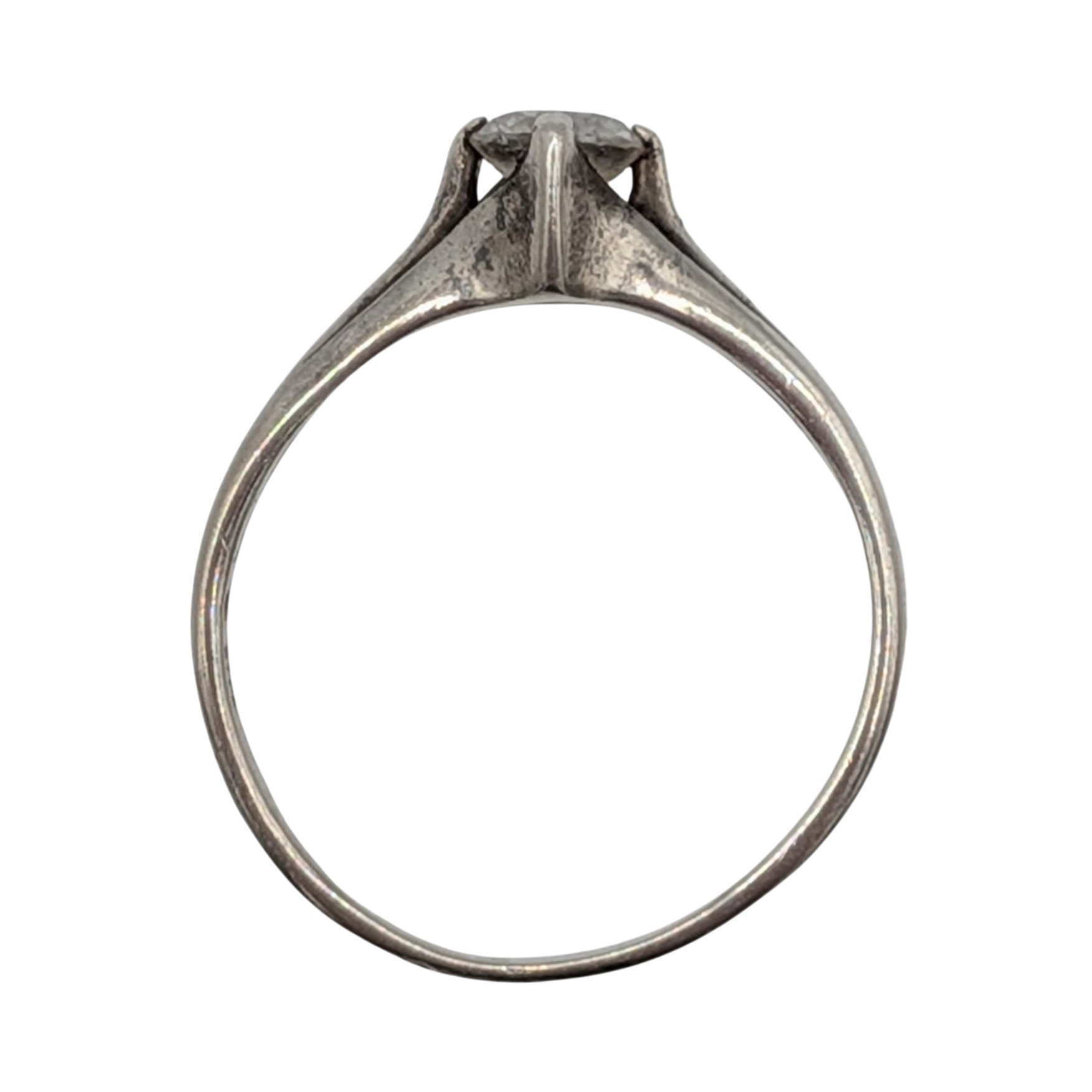 Signed Sterling Silver CZ Compass Set Engagement Ring Size 8