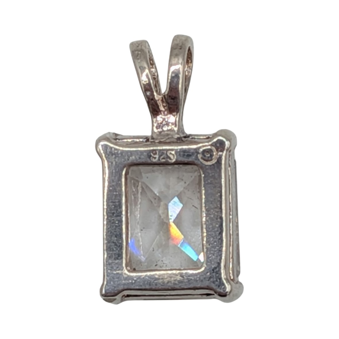 Sterling Silver White CZ, Rectangle Pendant