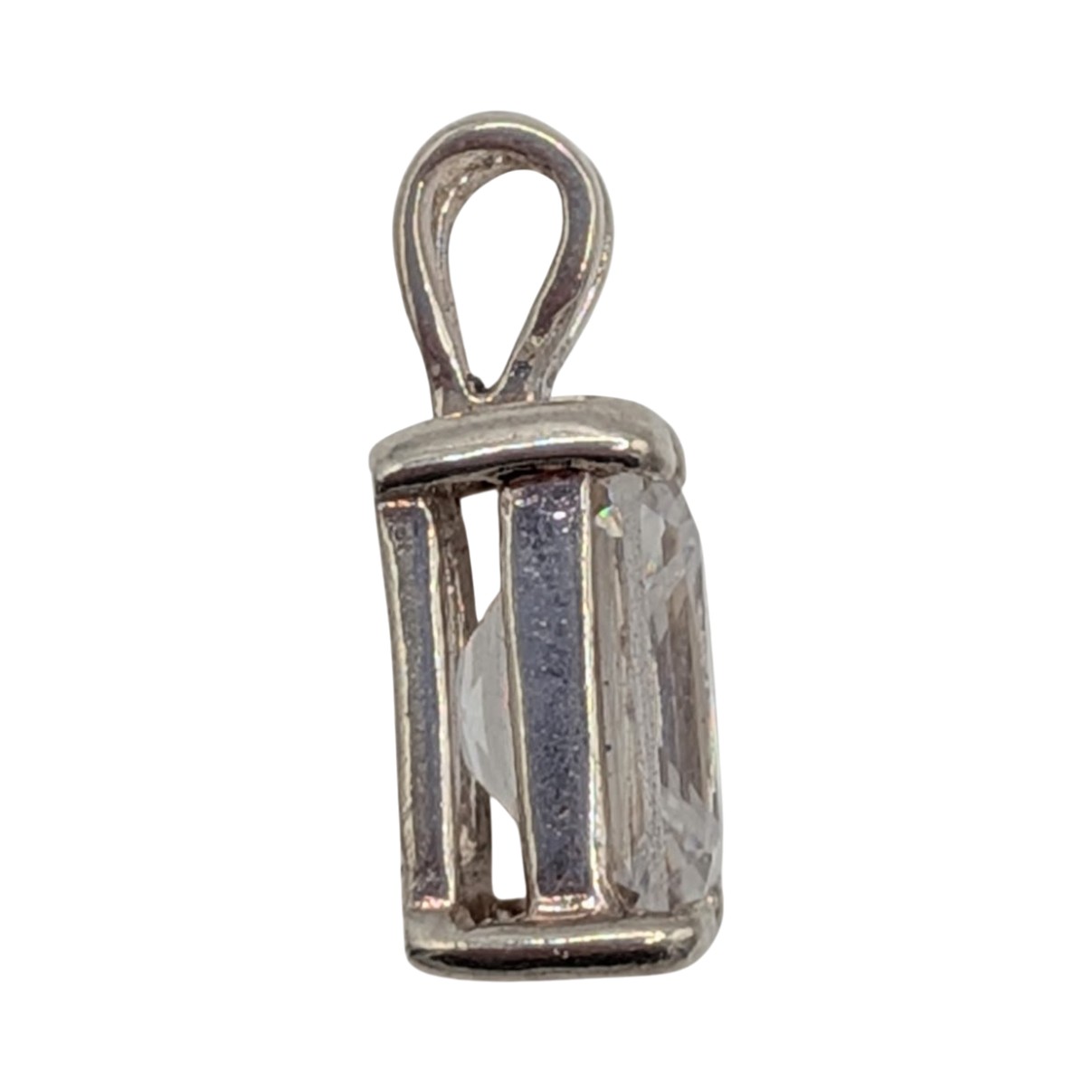 Sterling Silver White CZ, Rectangle Pendant