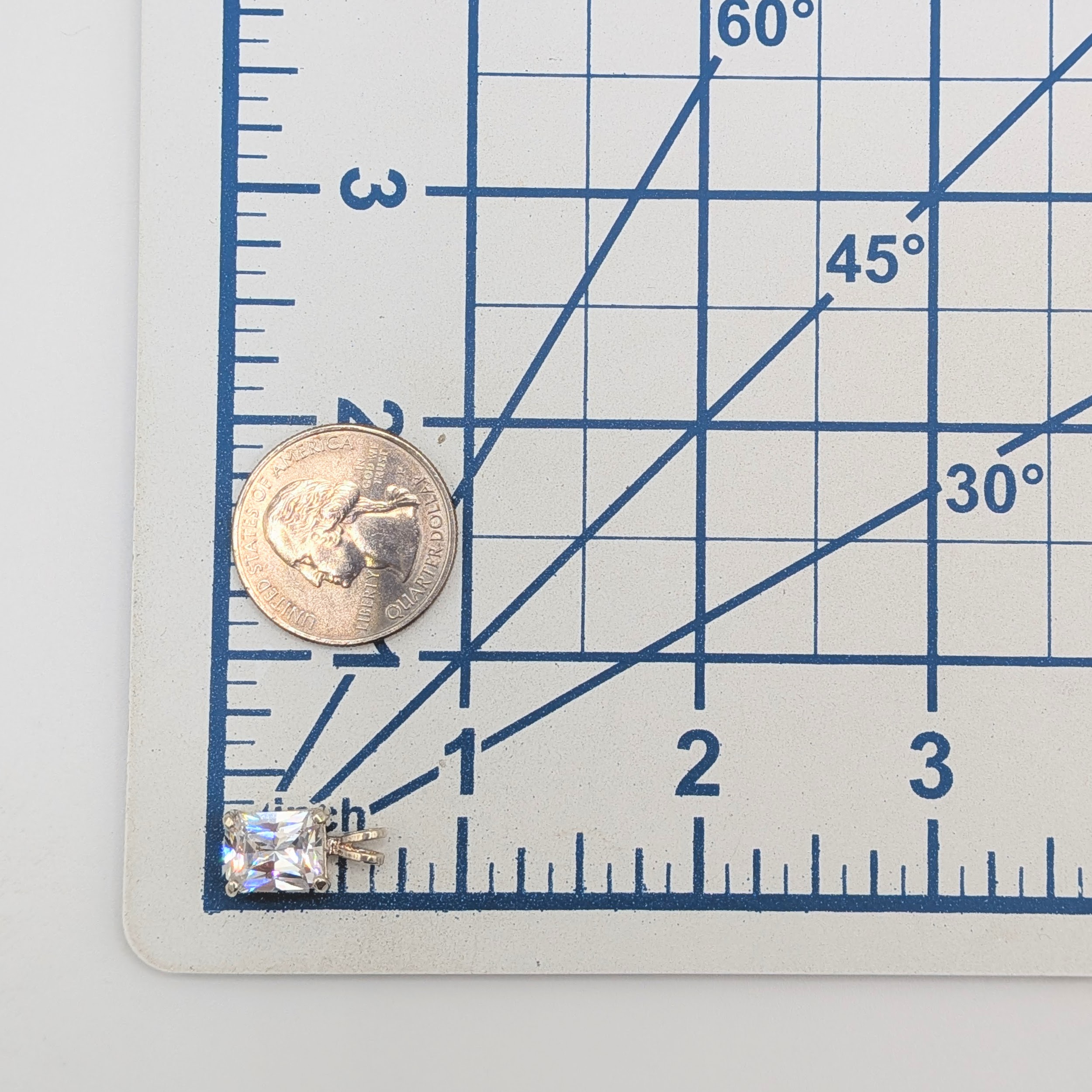 Sterling Silver White CZ, Rectangle Pendant