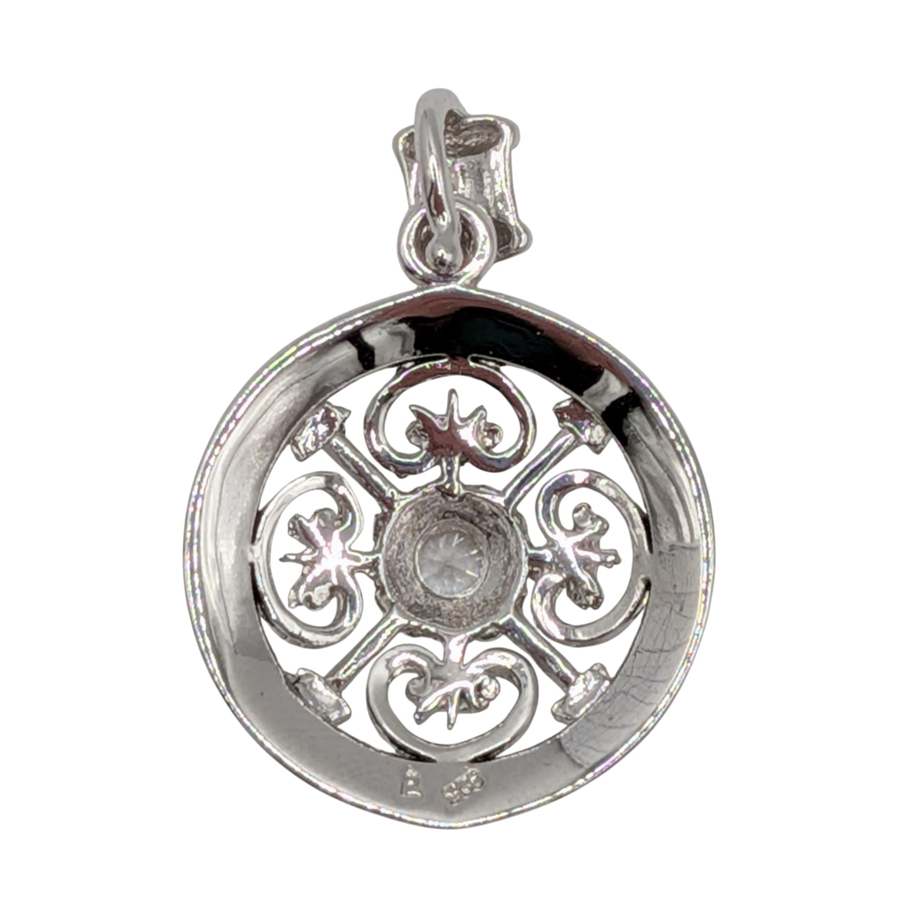 Sterling Silver Marcasite CZ Compass Pendant