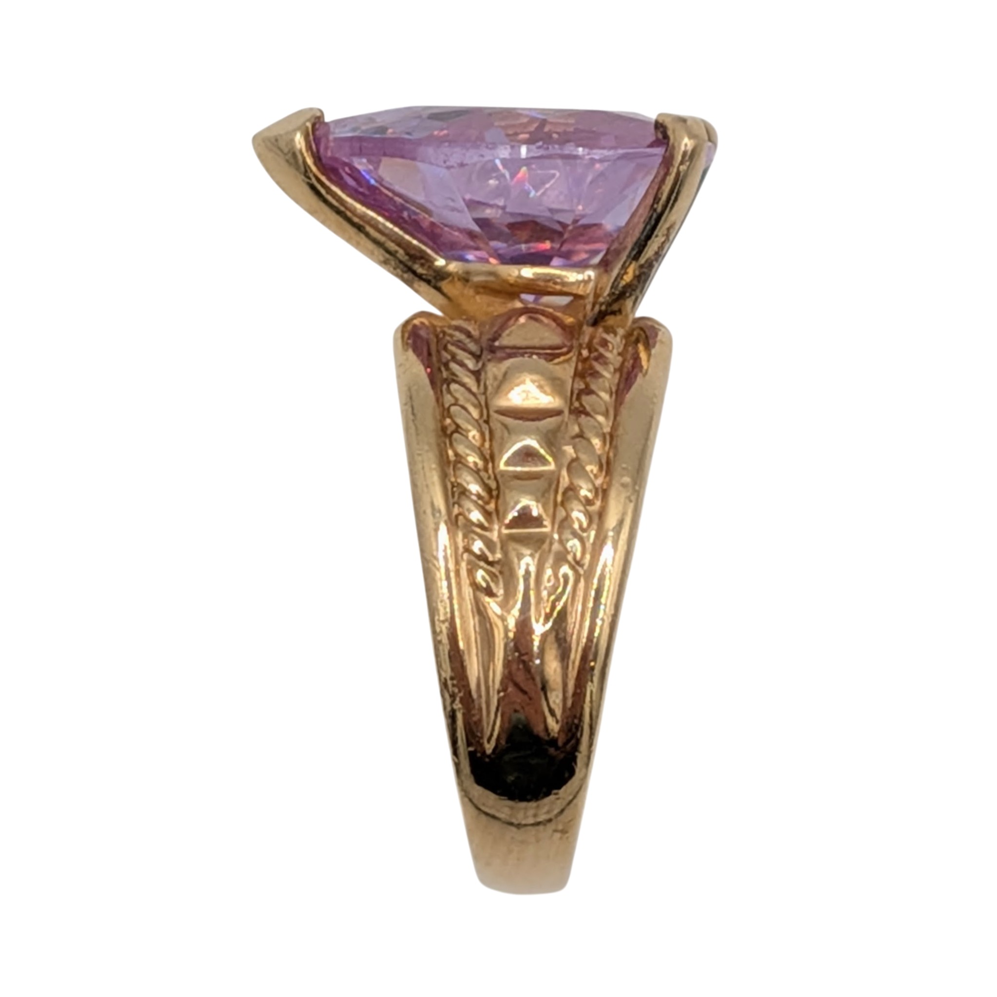 Ross Simons Gold Over Sterling Silver Purple CZ Statement Ring Size 4.5