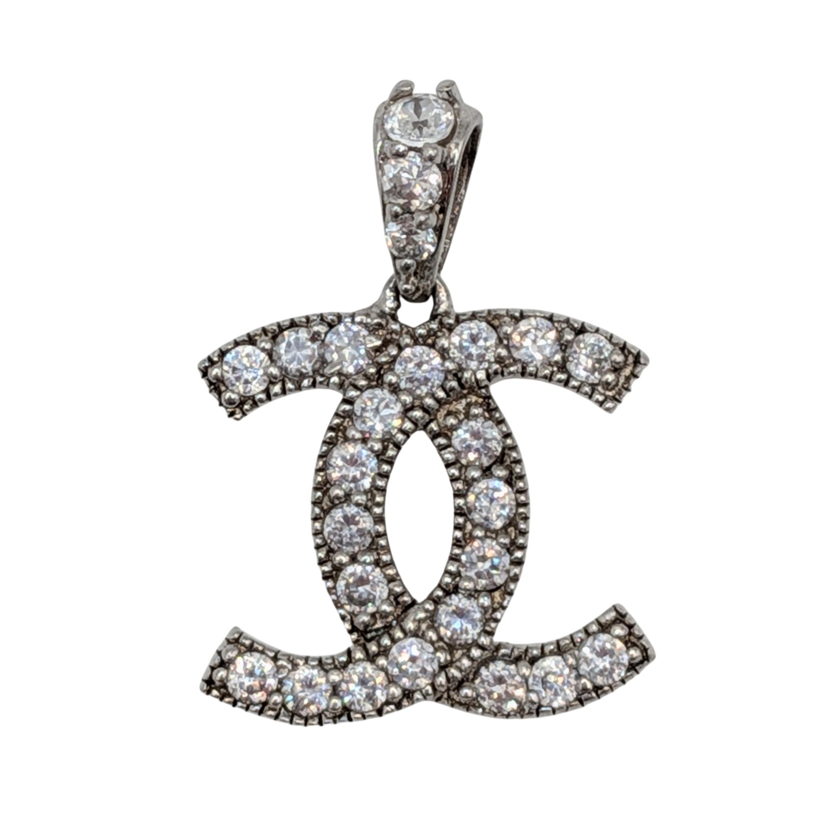 Sterling Silver Rhinestone Chanel Inspired Pendant