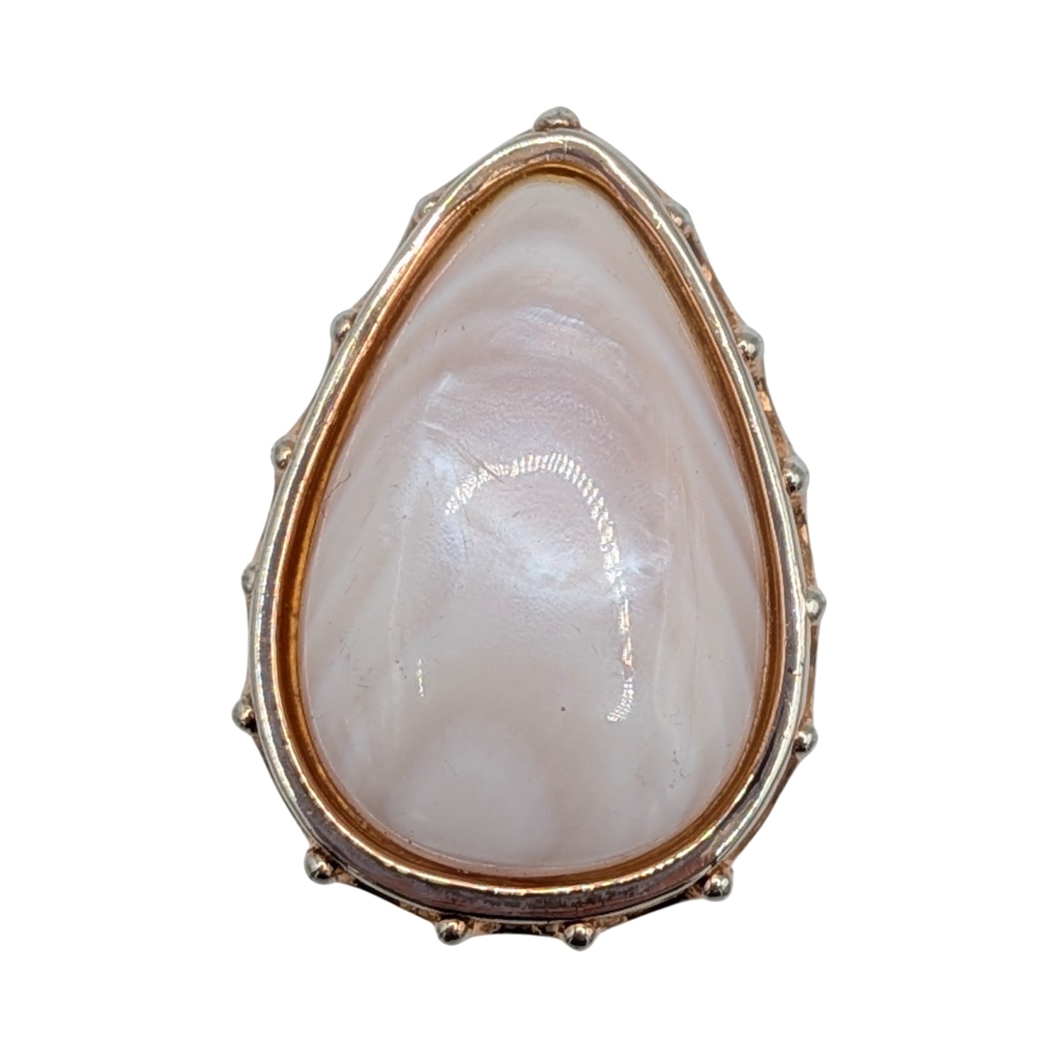 Signed Gold Tone Mother Of Pearl Teardrop Ring Size 7