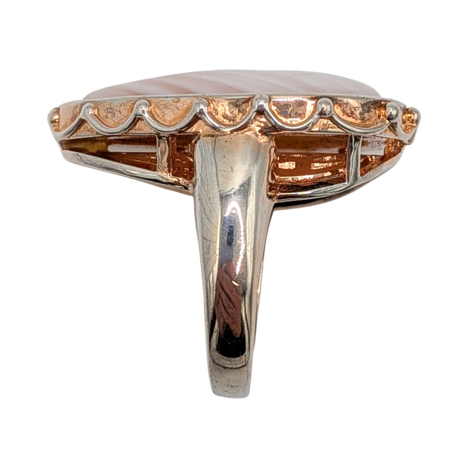 Signed Gold Tone Mother Of Pearl Teardrop Ring Size 7