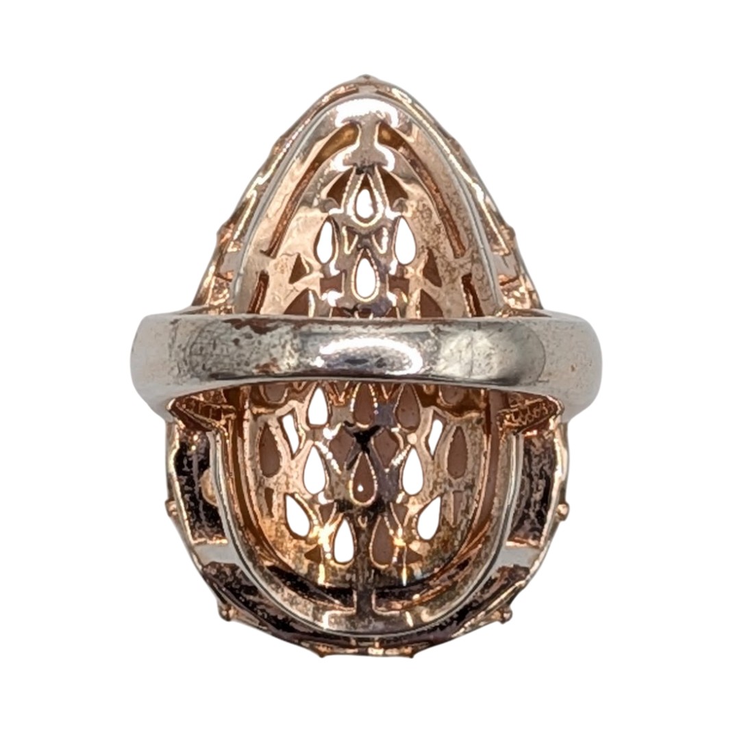 Signed Gold Tone Mother Of Pearl Teardrop Ring Size 7