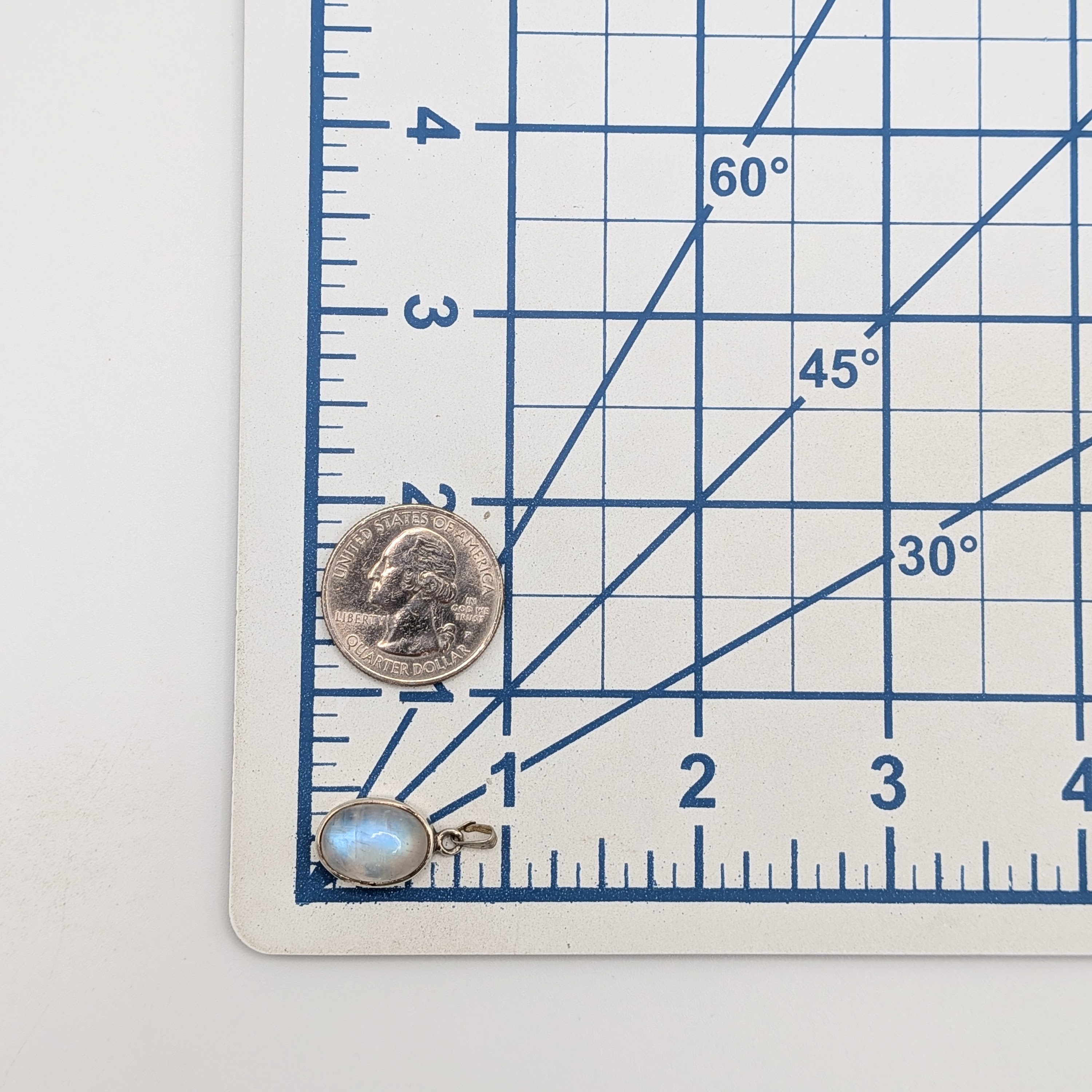 Sterling Silver Moonstone Oval Drop Pendant