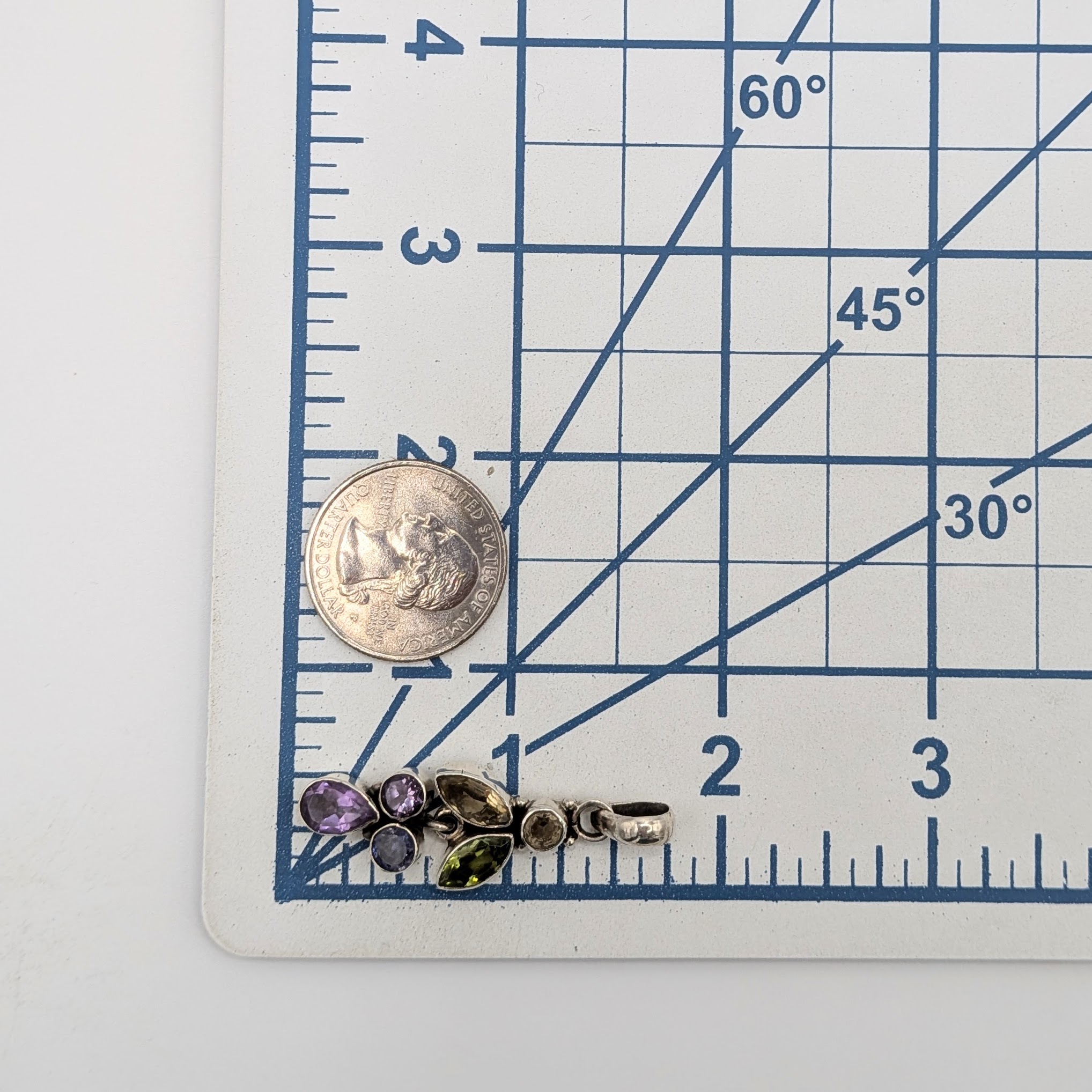 Sterling Silver Multi-Stone Drop Dangle Pendant