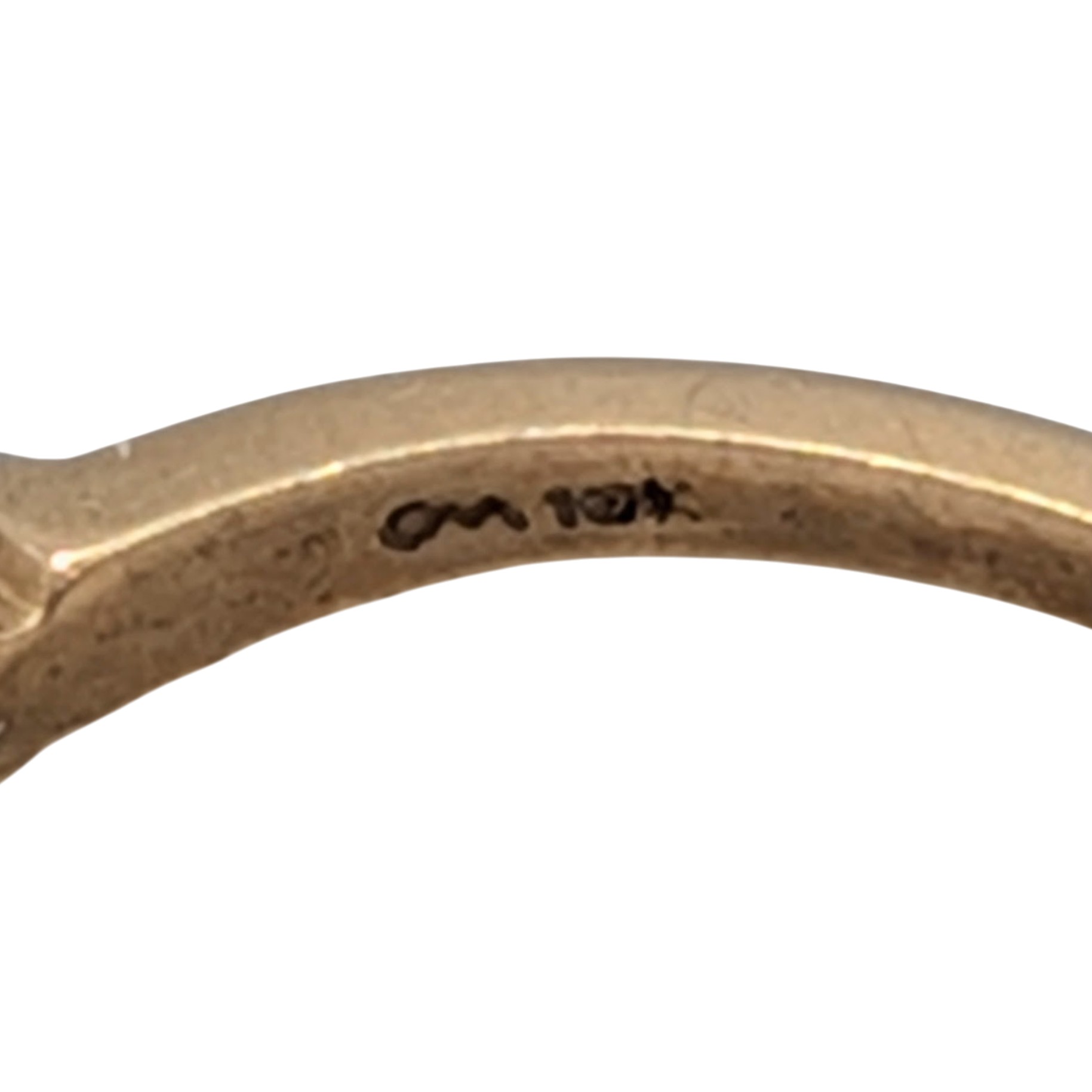Signed 10K Yellow Gold Diamond Half Round Oval Hoop Earrings