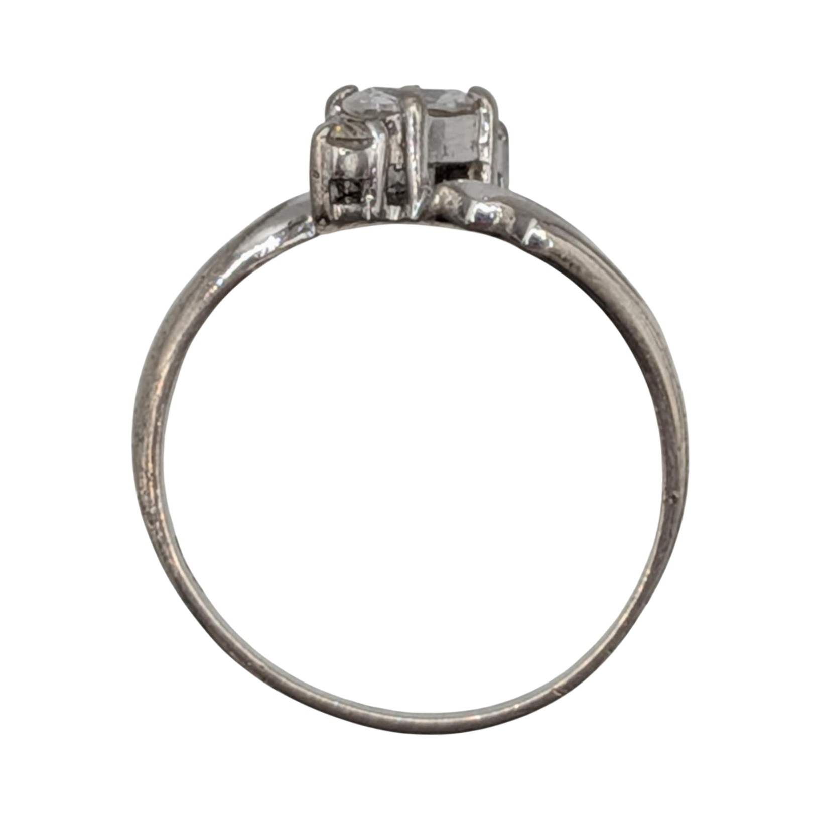 Sterling Silver Rhinestone Tri Stone Ring Size 8.5