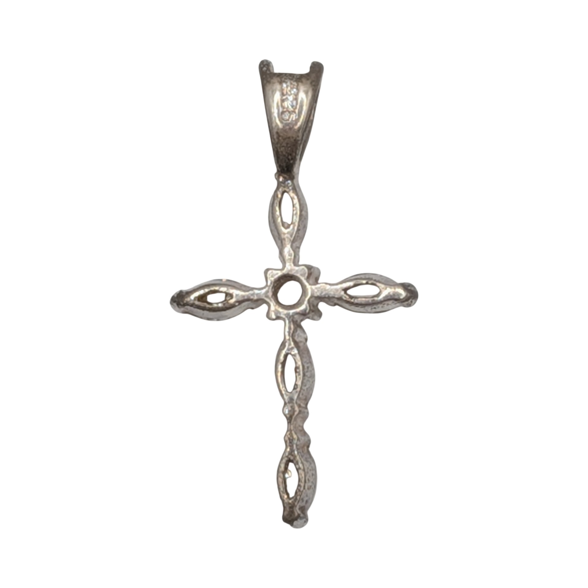 Sterling Silver White CZ, Cross Drop Pendant