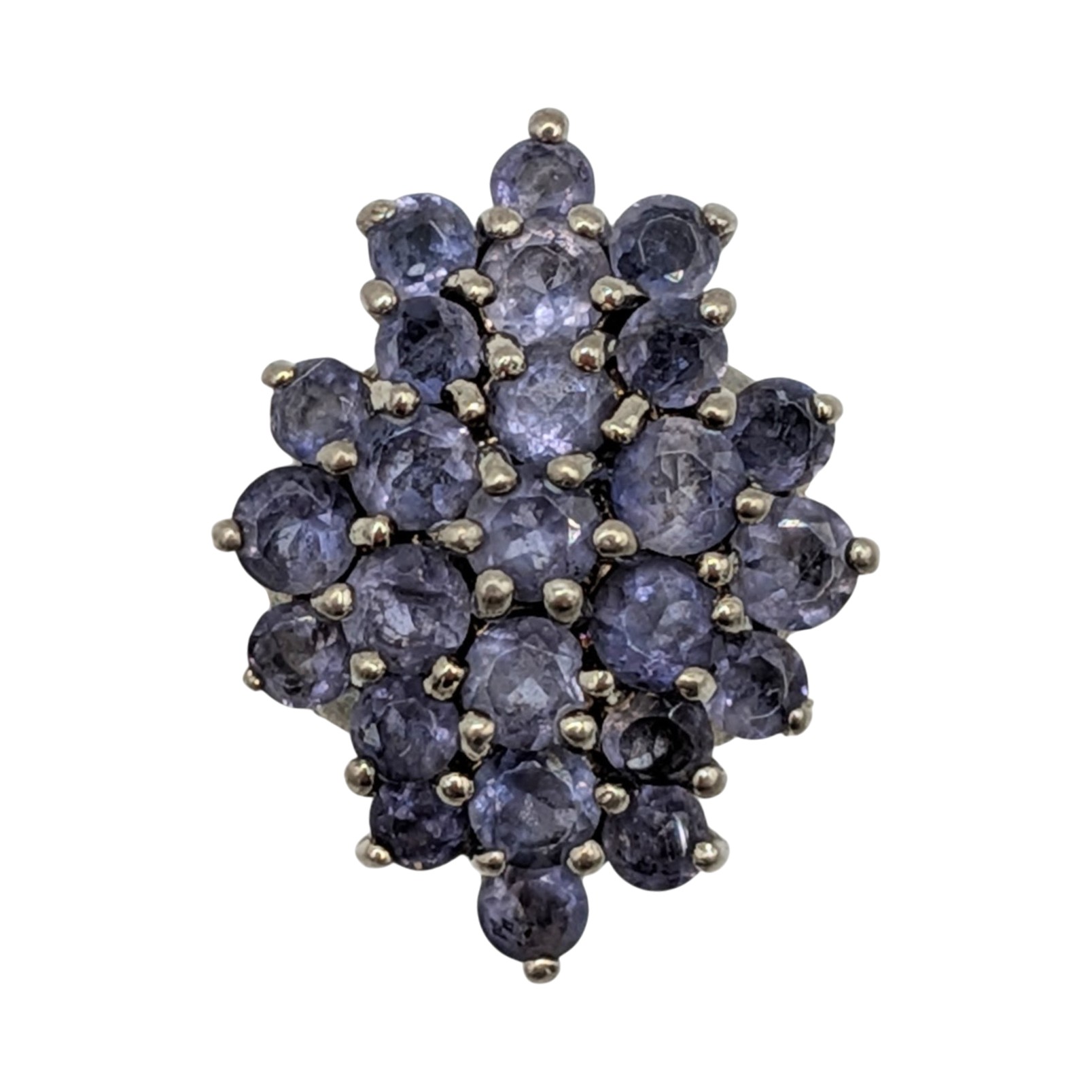 Sterling Silver Iolite Cluster Cocktail Ring Size 5.75