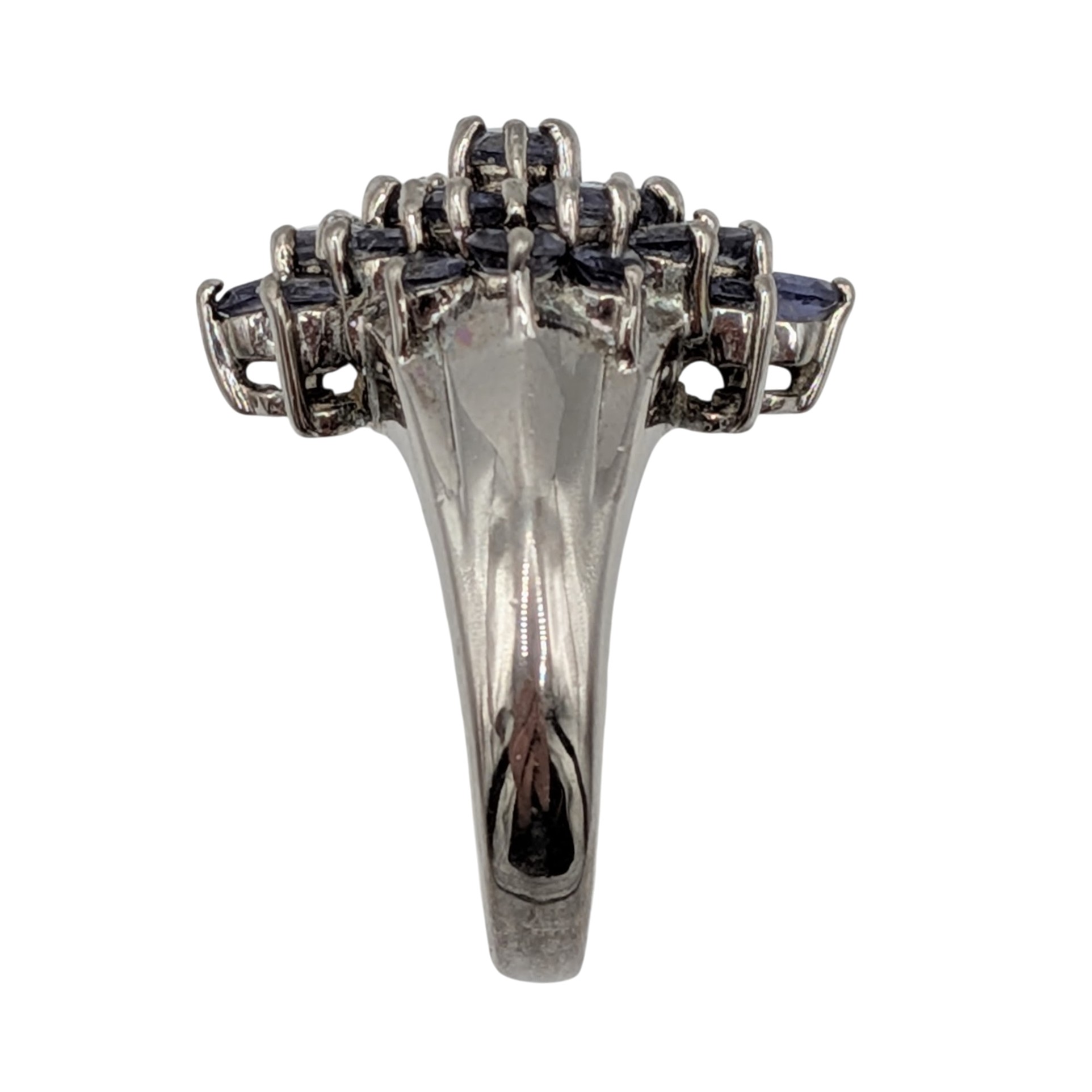 Sterling Silver Iolite Cluster Cocktail Ring Size 5.75