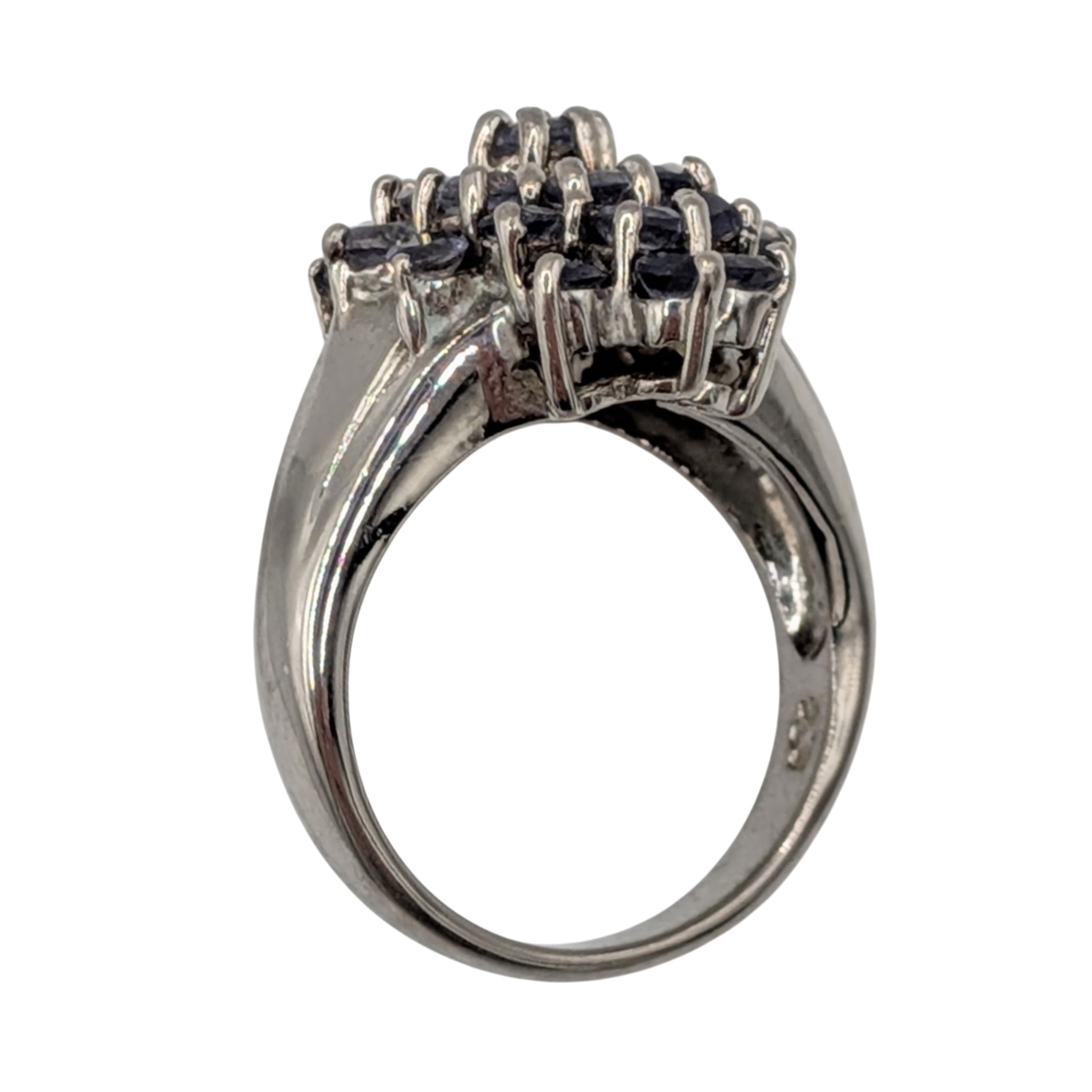 Sterling Silver Iolite Cluster Cocktail Ring Size 5.75