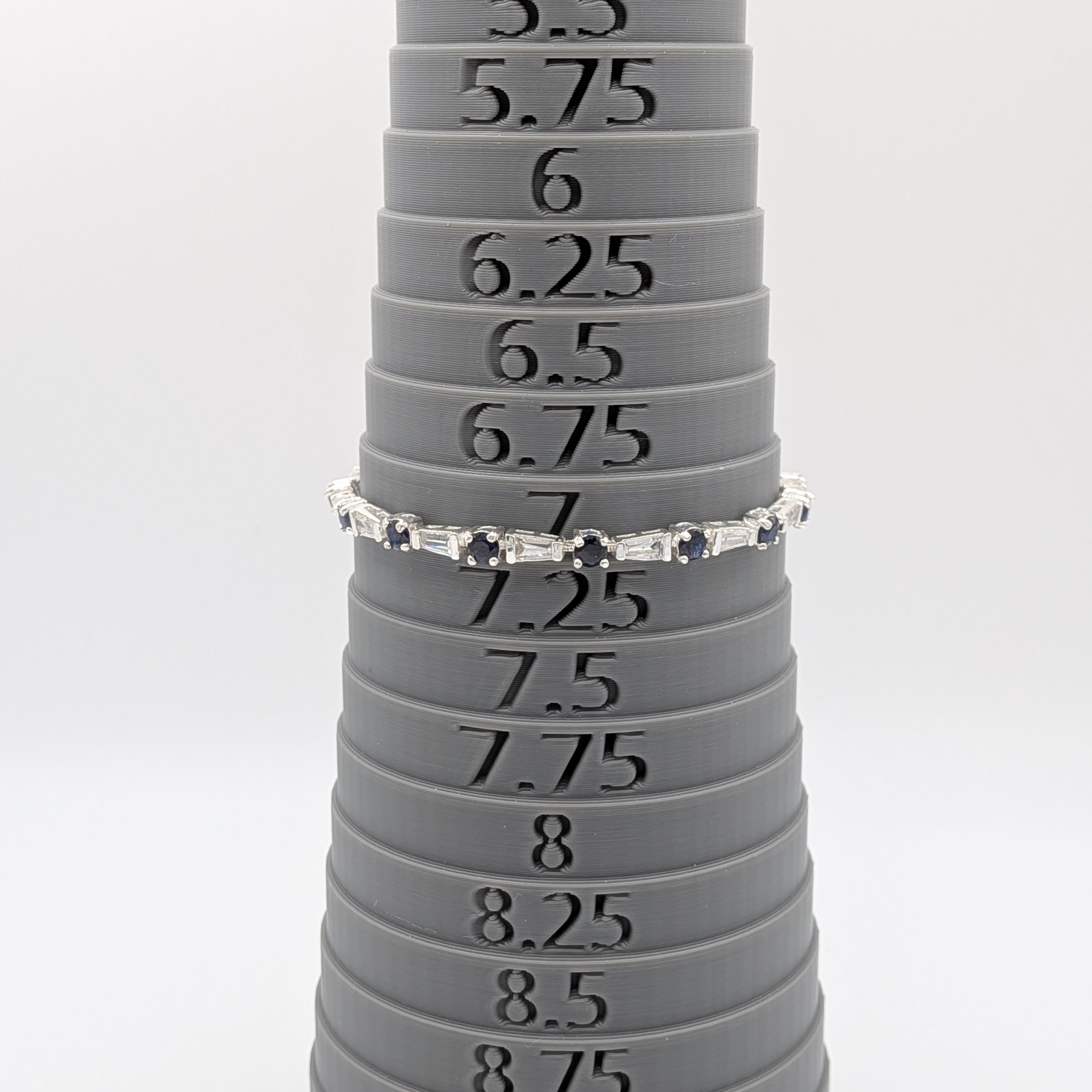 Signed Sterling Silver Sapphire CZ Tennis Bracelet