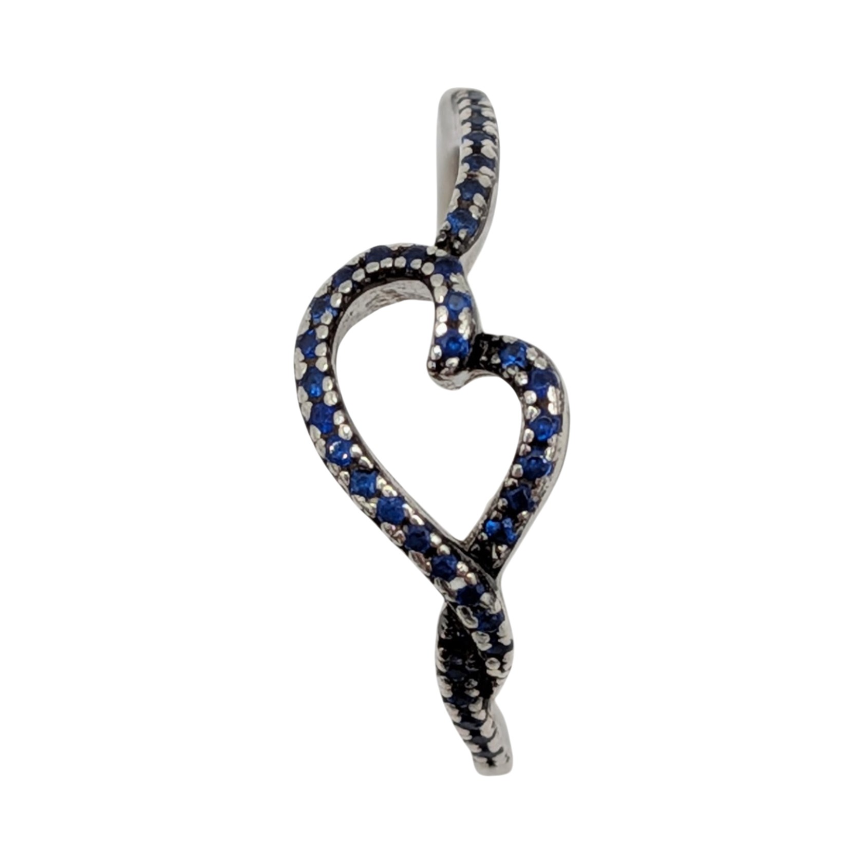 Sterling Silver Sapphire Open Heart Twist Ring Size 6