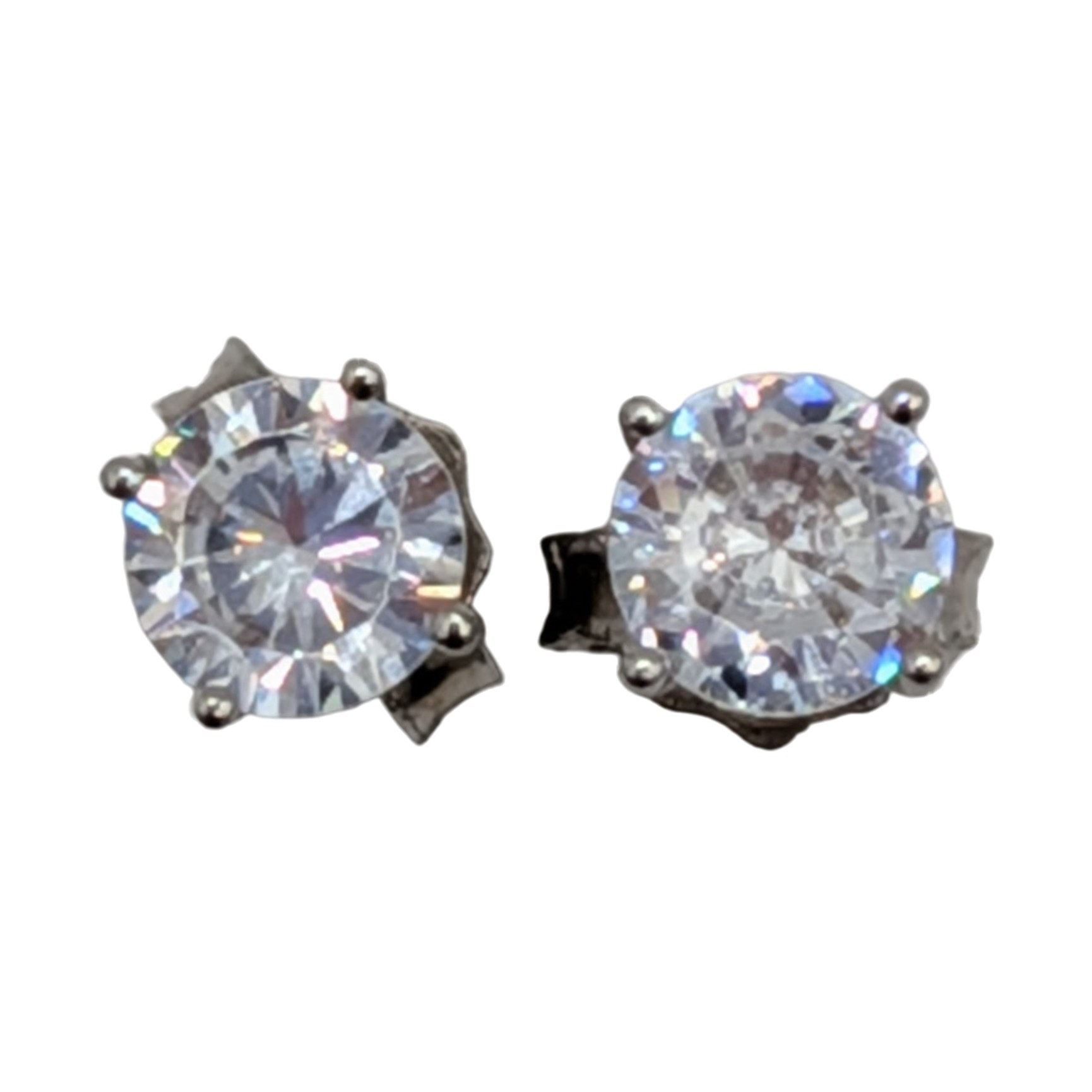Sterling Silver CZ Solitaire Stud Earrings