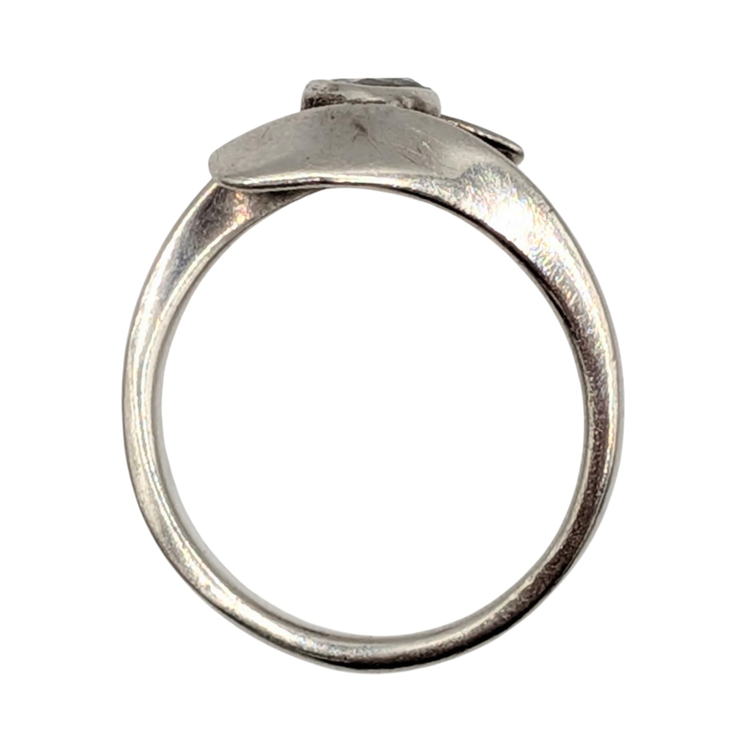 Sterling Silver Clear CZ Bypass Solitaire Ring Size 8.5