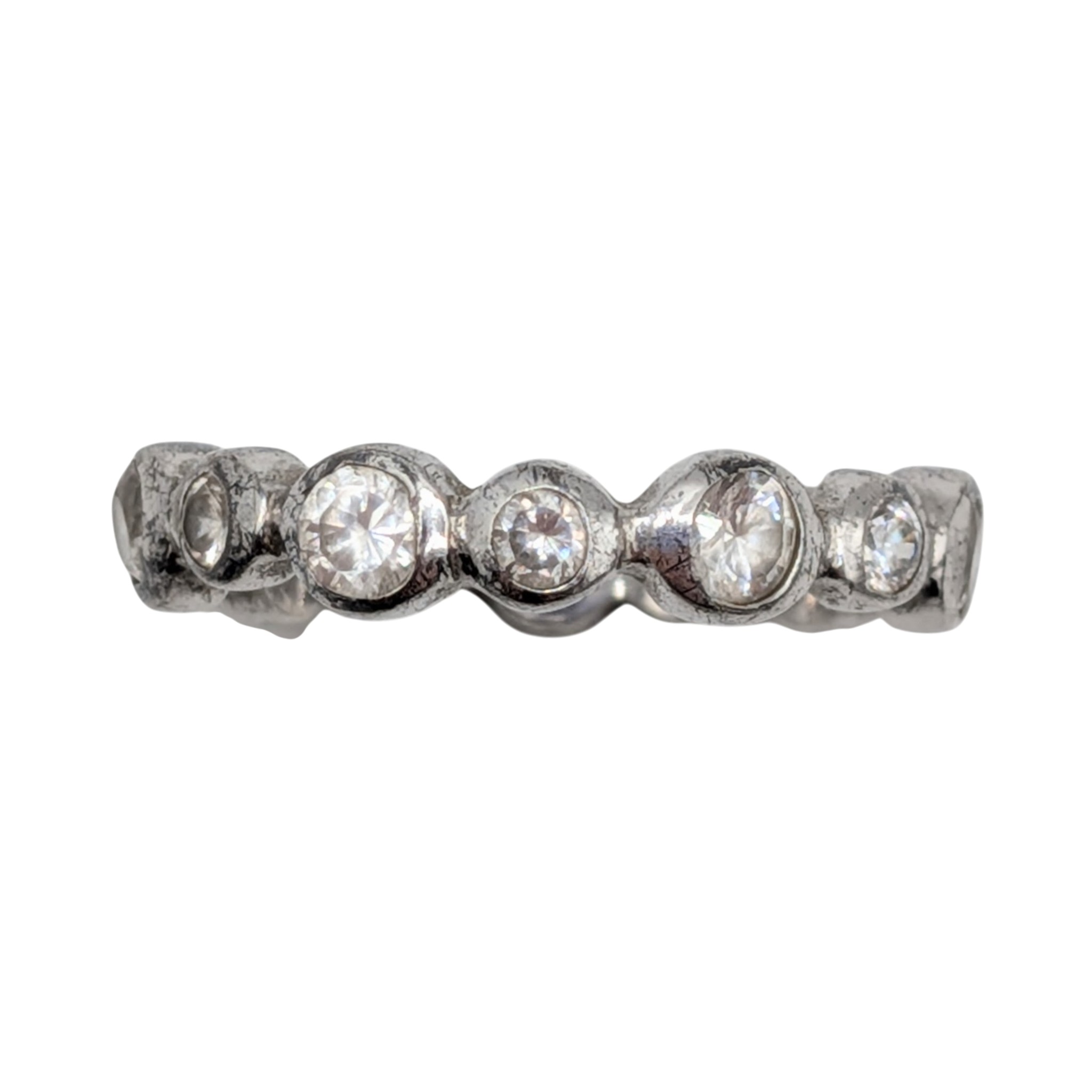 Sterling Silver CZ Bezel Set Eternity Band Ring Size 9.25