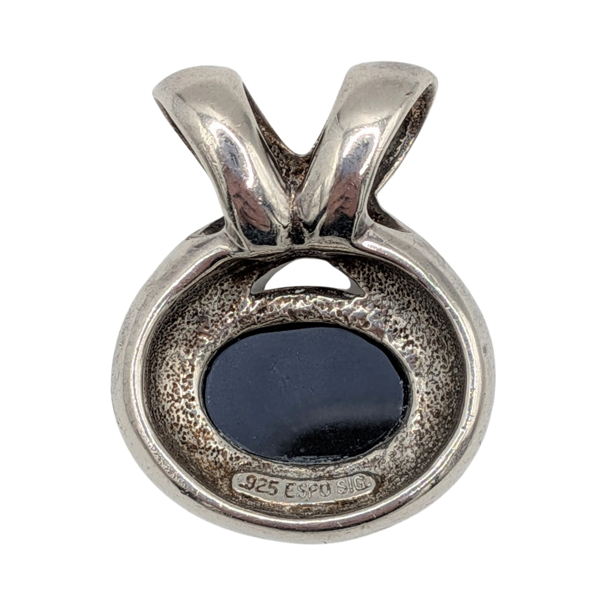 ESPO Sterling Silver Hematite Oval Criss Cross Slide Pendant