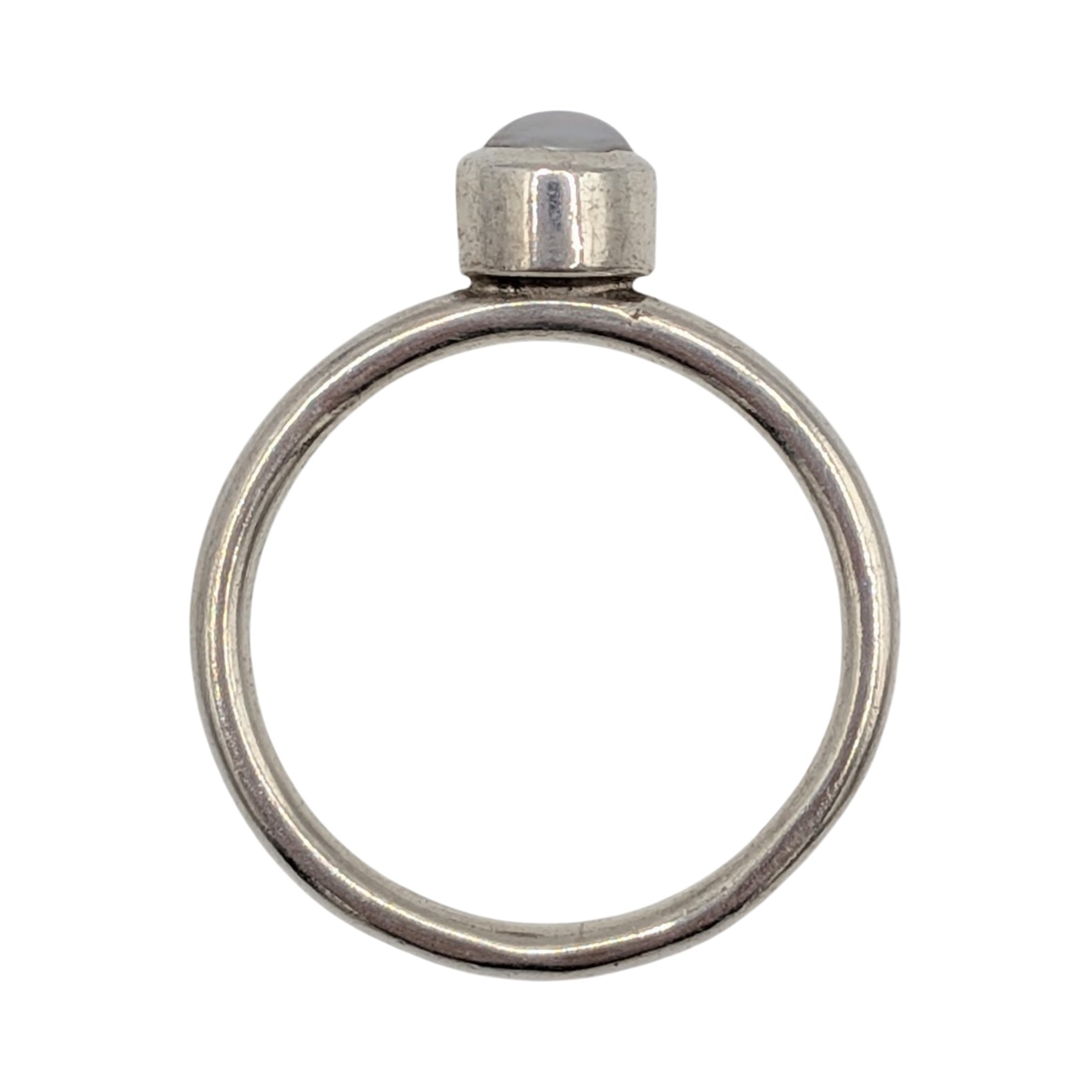 Sterling Silver Pearl Bezel Set Stacking Ring Size 8