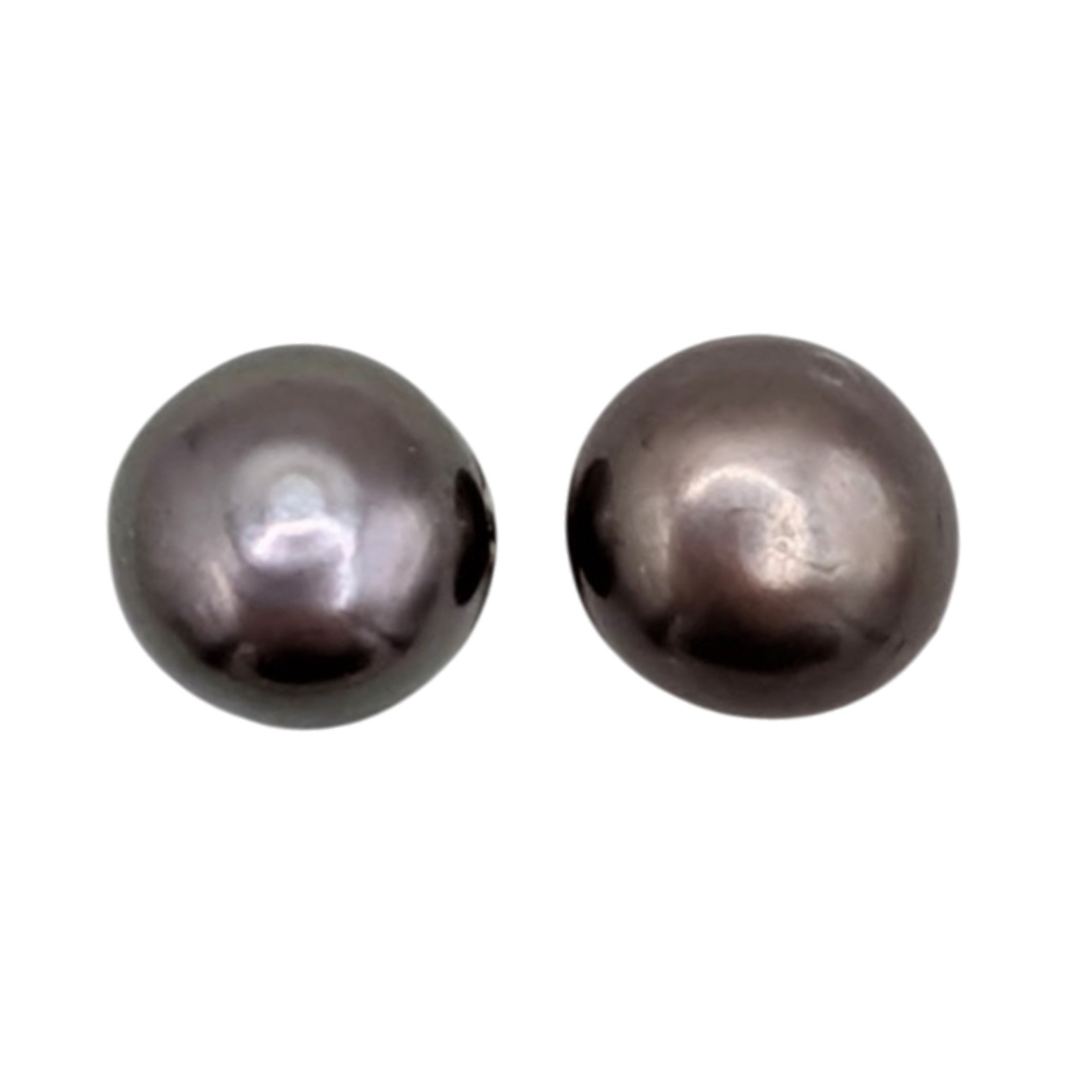 Signed Sterling Silver Brown Pearl Stud Earrings