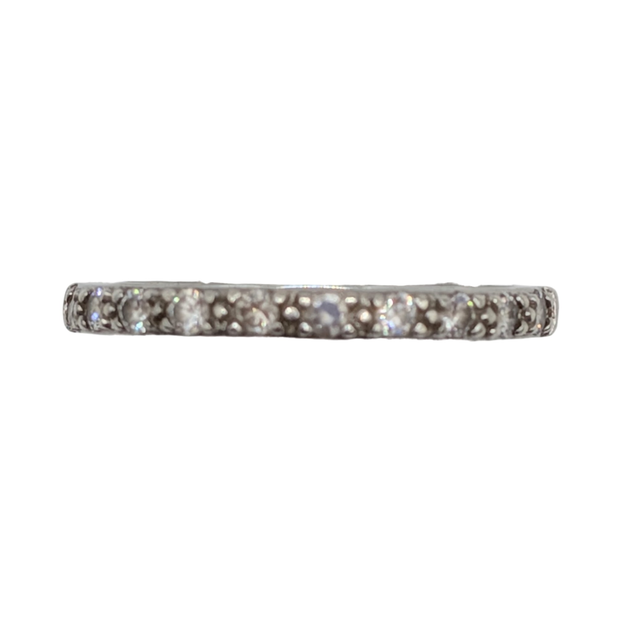 Signed Sterling Silver Rhinestone Eternity Band Ring Size 9