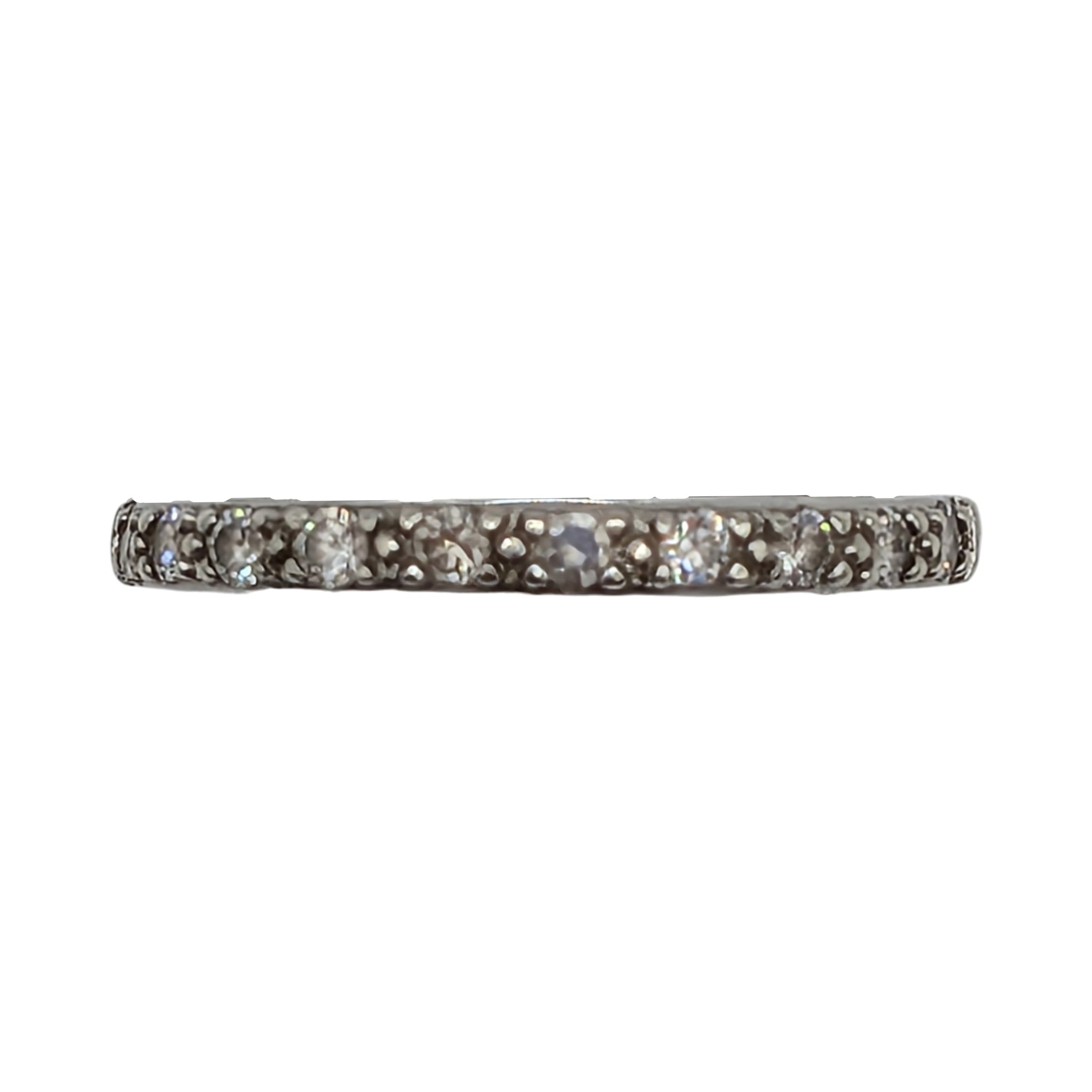 Signed Sterling Silver Rhinestone Eternity Band Ring Size 9