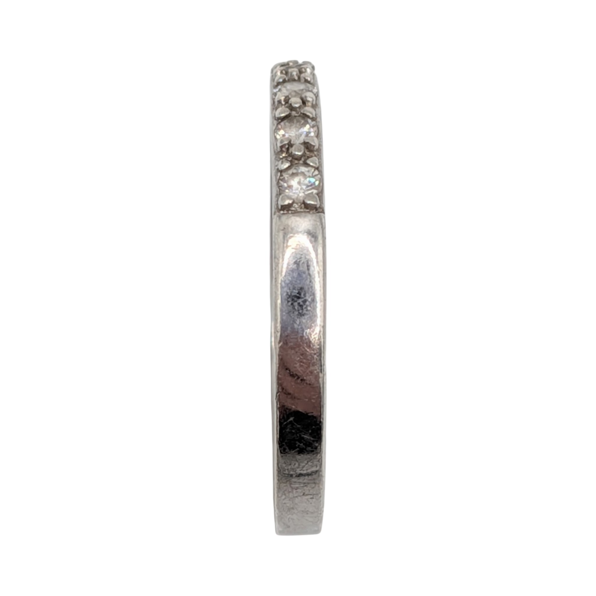 Signed Sterling Silver Rhinestone Eternity Band Ring Size 9