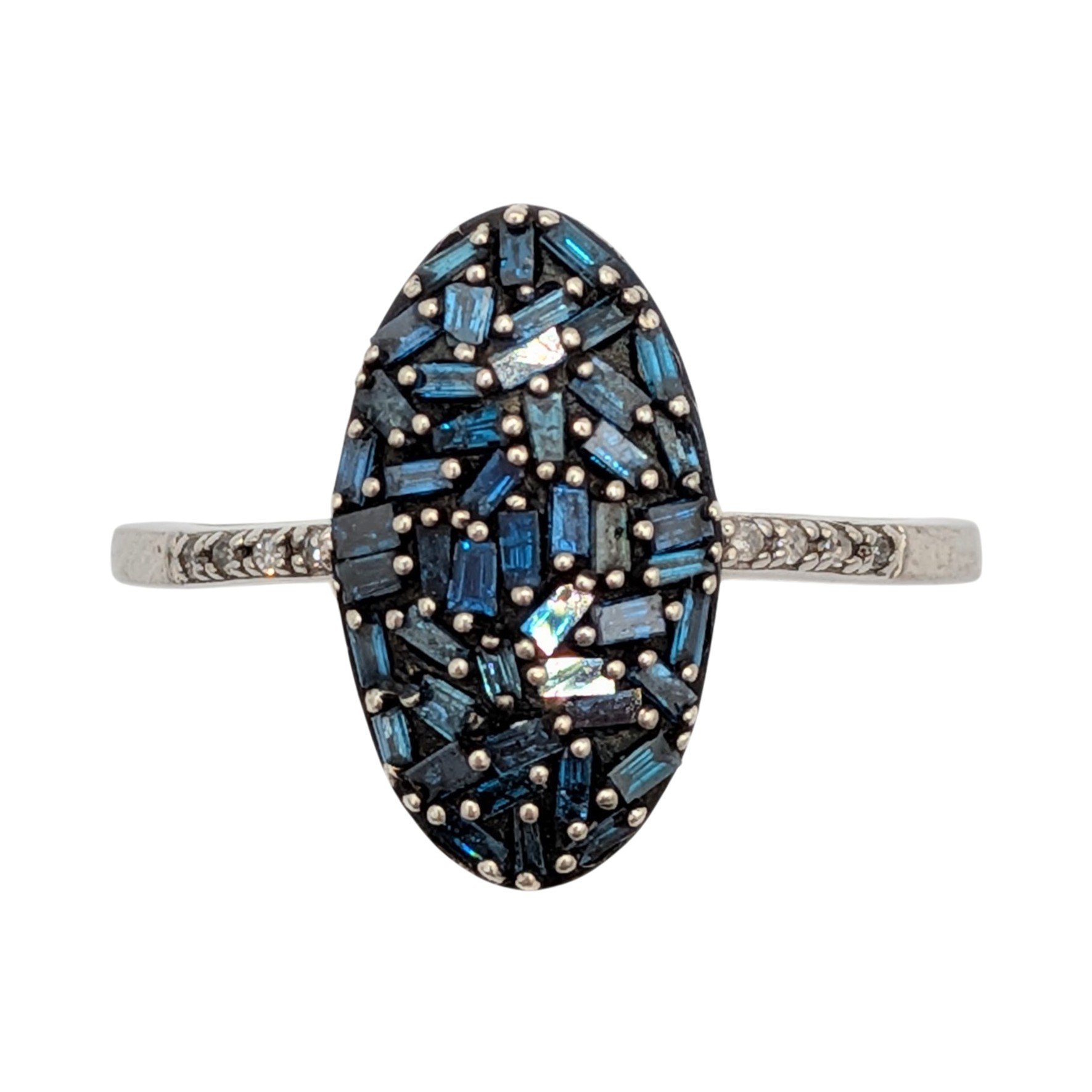 D'Joy Sterling Silver Diamond Oval Cluster Ring Size 9.25