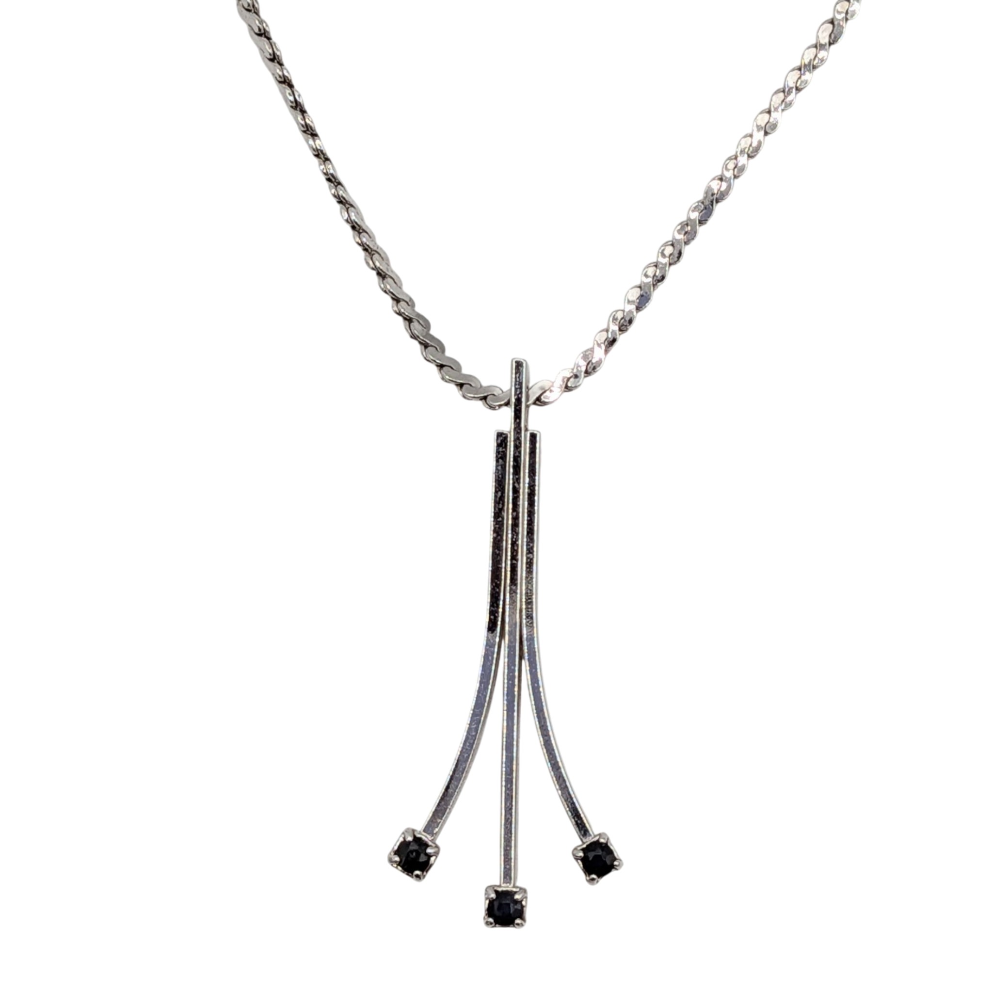 Signed Sterling Silver Topaz Branch Motif Slide Necklace