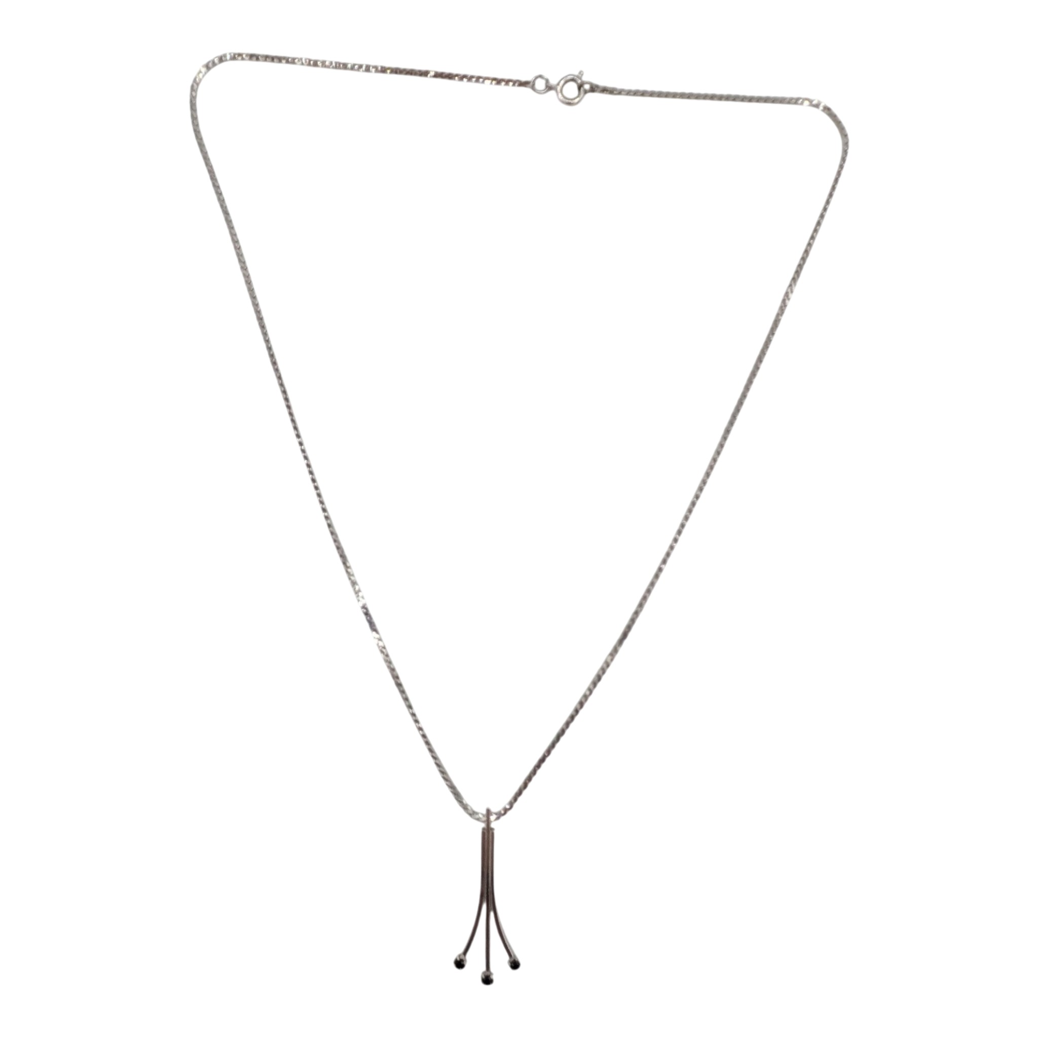 Signed Sterling Silver Topaz Branch Motif Slide Necklace