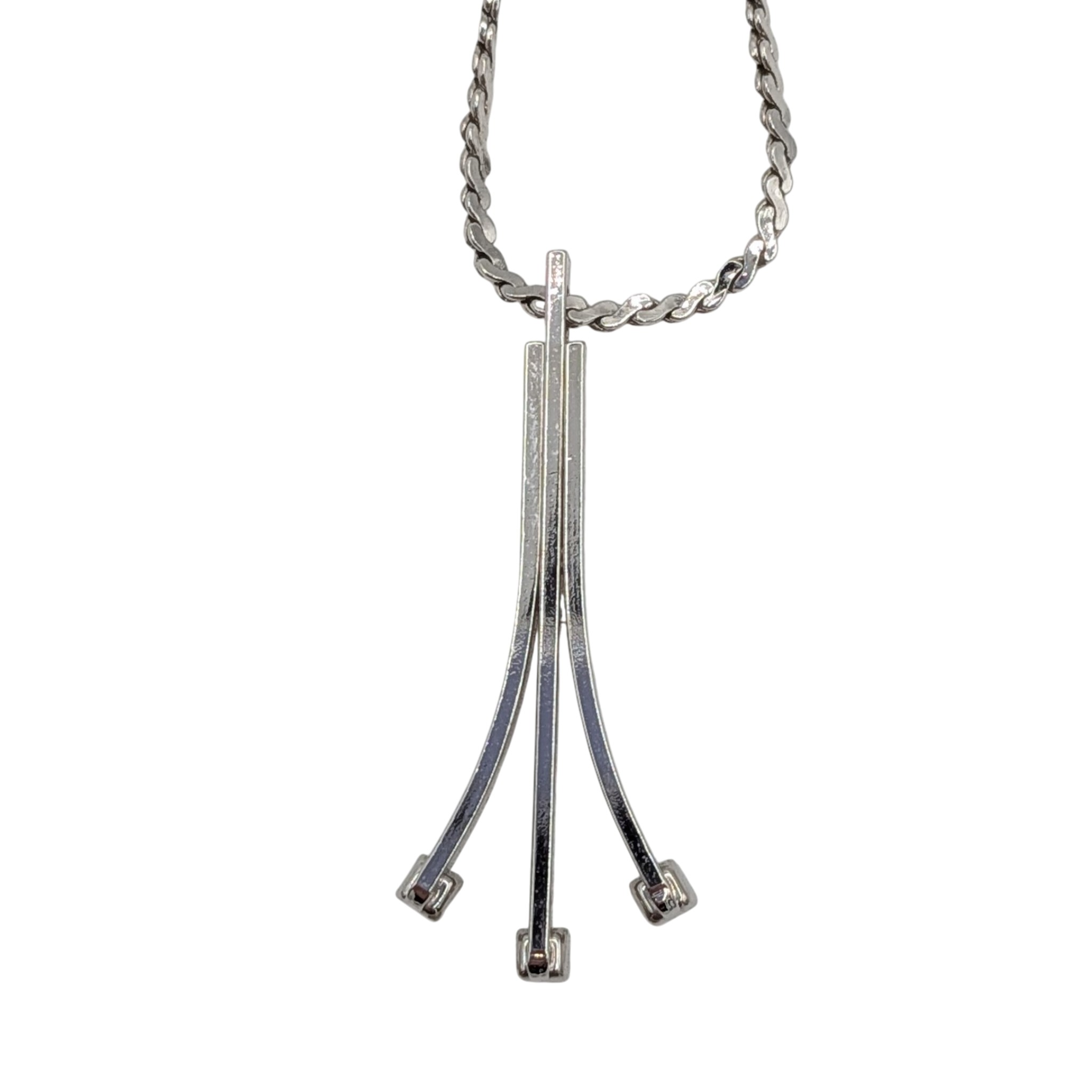 Signed Sterling Silver Topaz Branch Motif Slide Necklace