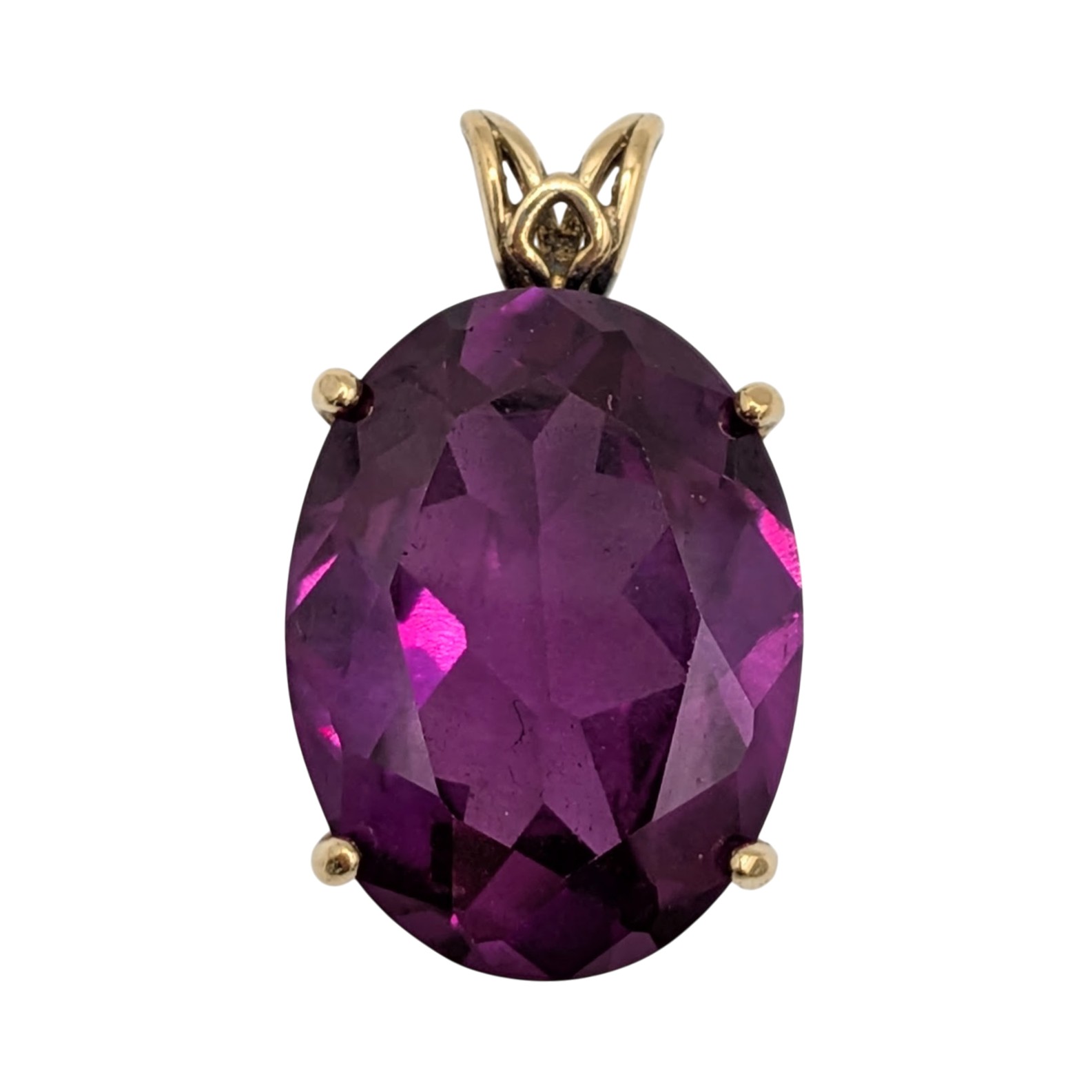 Signed Gold Over Silver Sapphire Oval Pendant