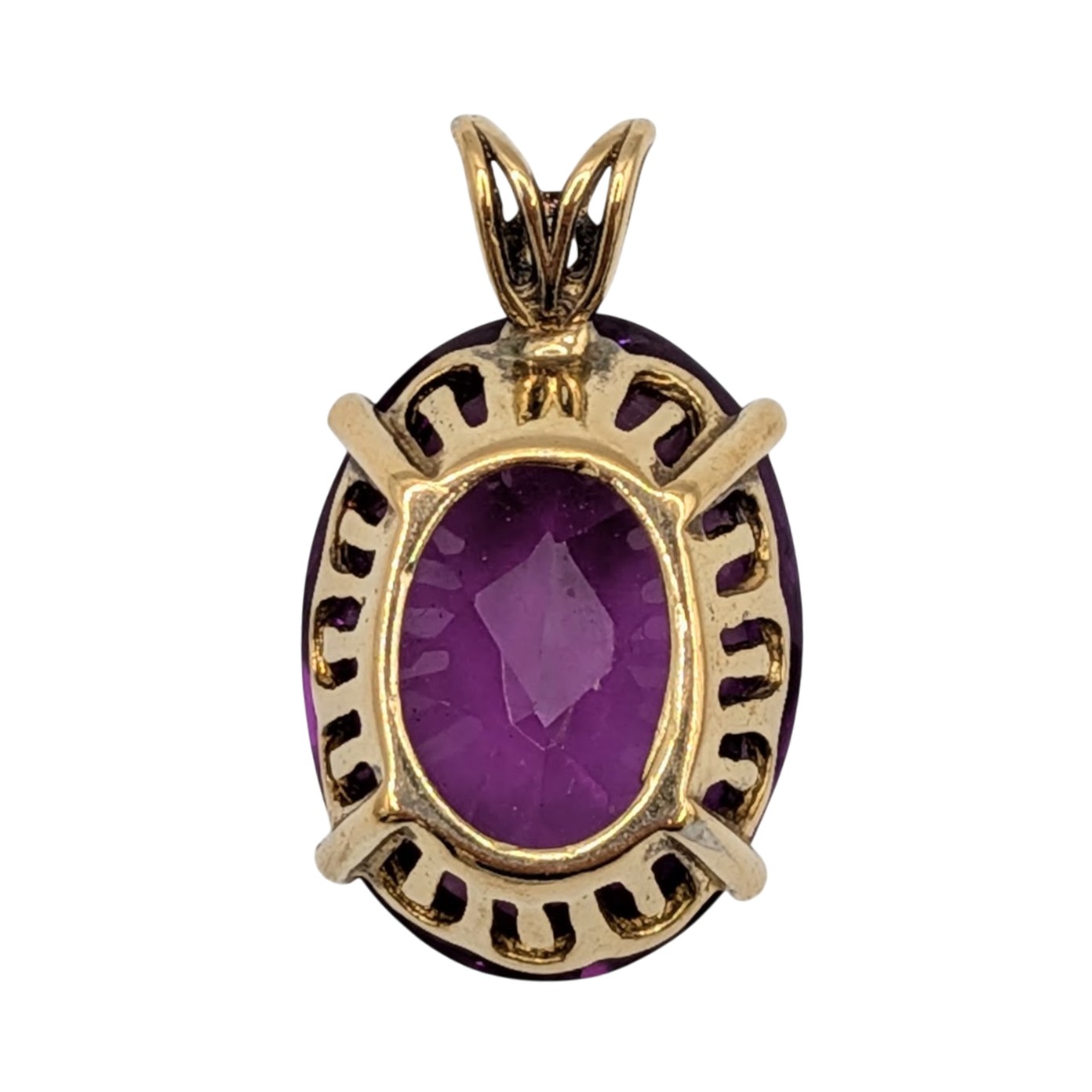 Signed Gold Over Silver Sapphire Oval Pendant