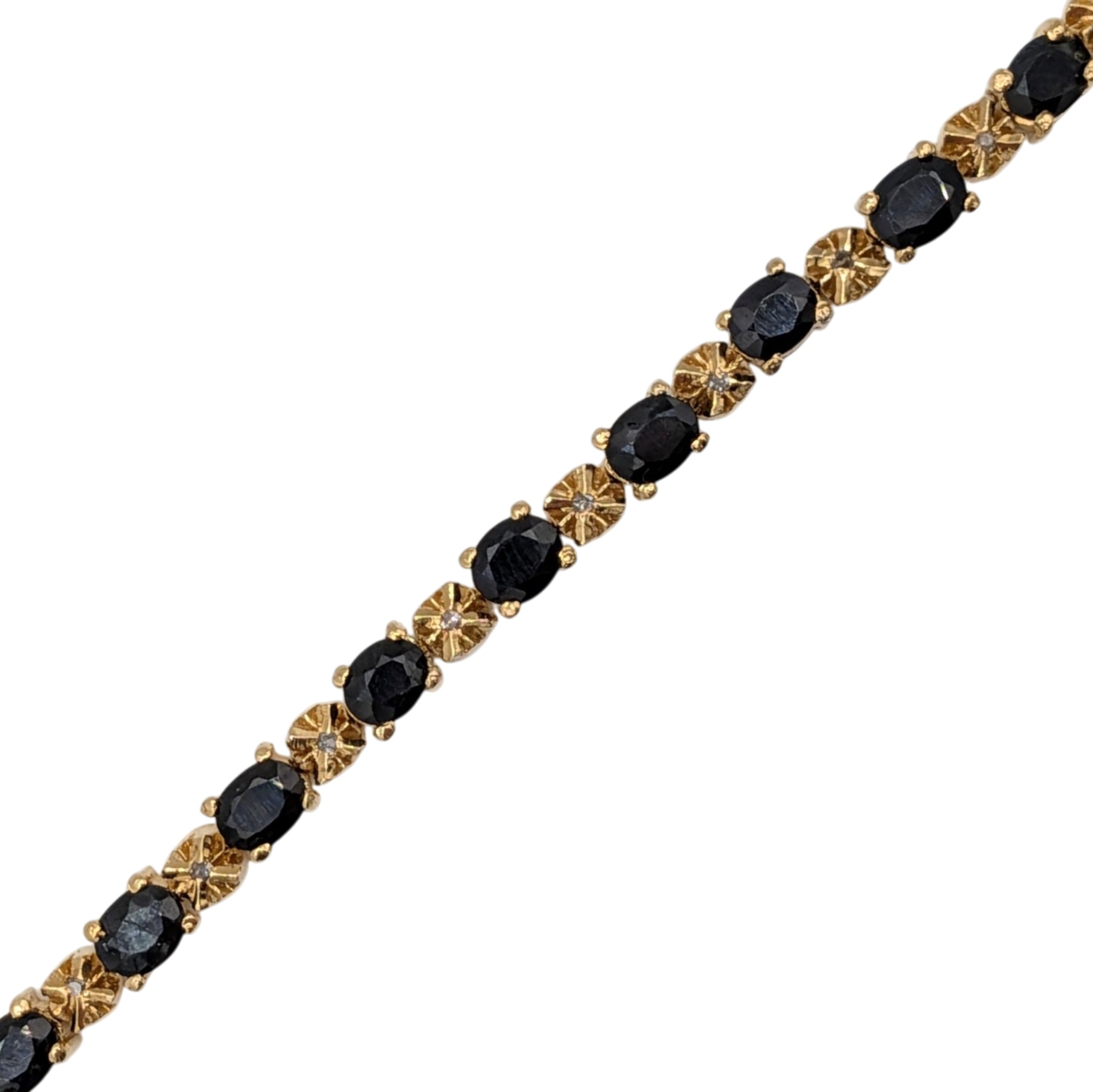 Gold Over Sterling Silver Diamond Sapphire Tennis Bracelet