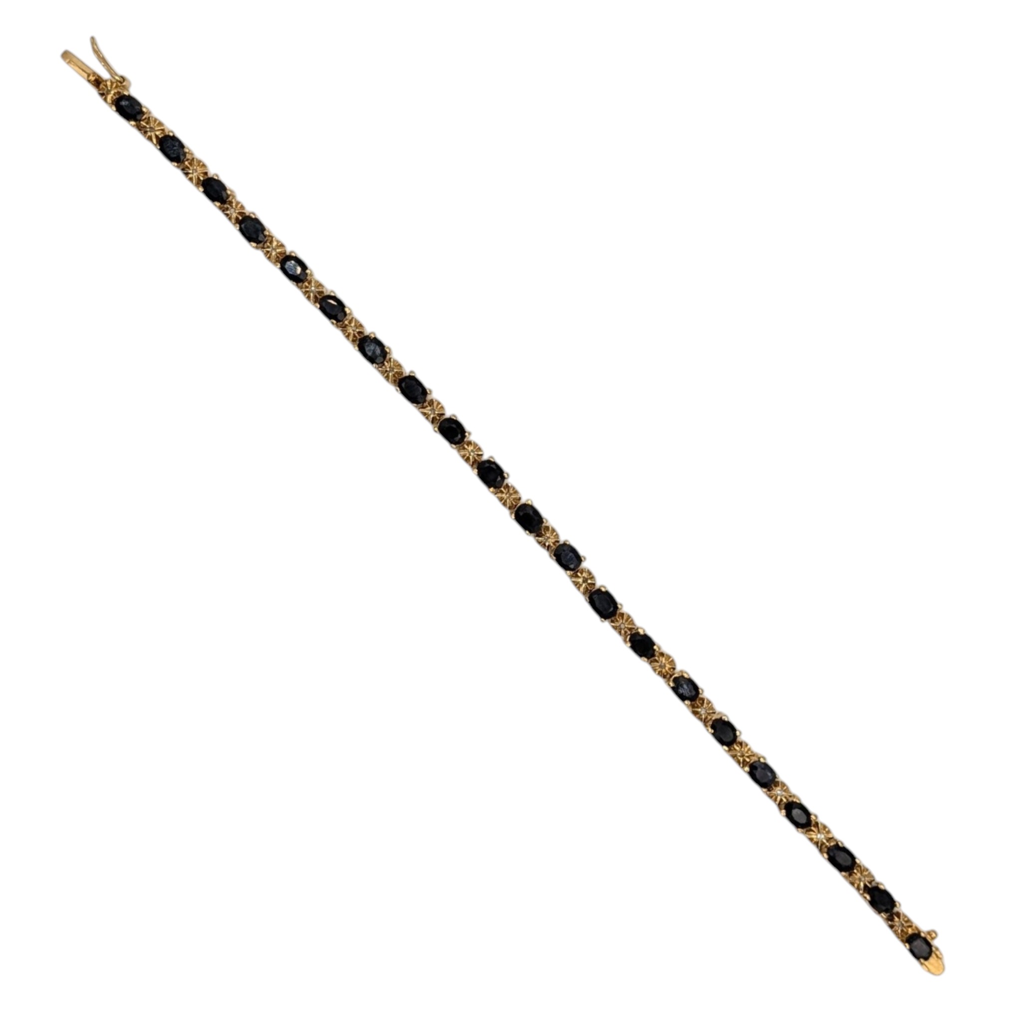 Gold Over Sterling Silver Diamond Sapphire Tennis Bracelet