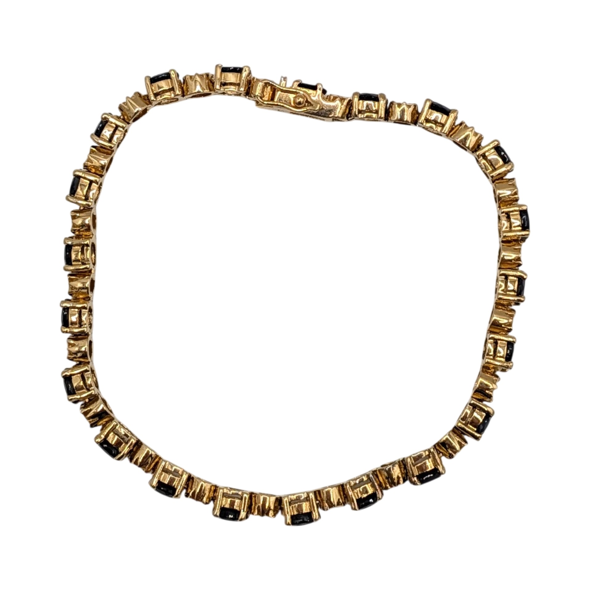 Gold Over Sterling Silver Diamond Sapphire Tennis Bracelet