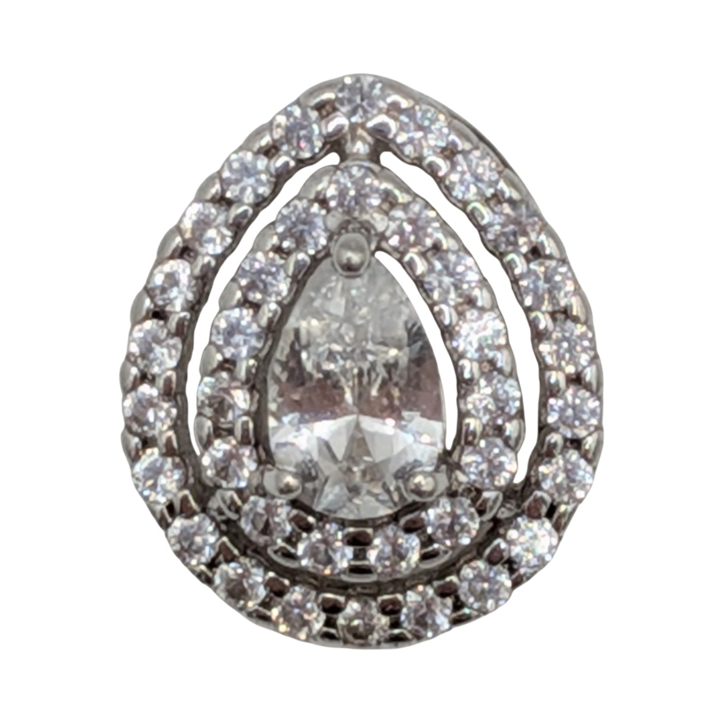 Signed Sterling Silver White Sapphire CZ Slide Pendant