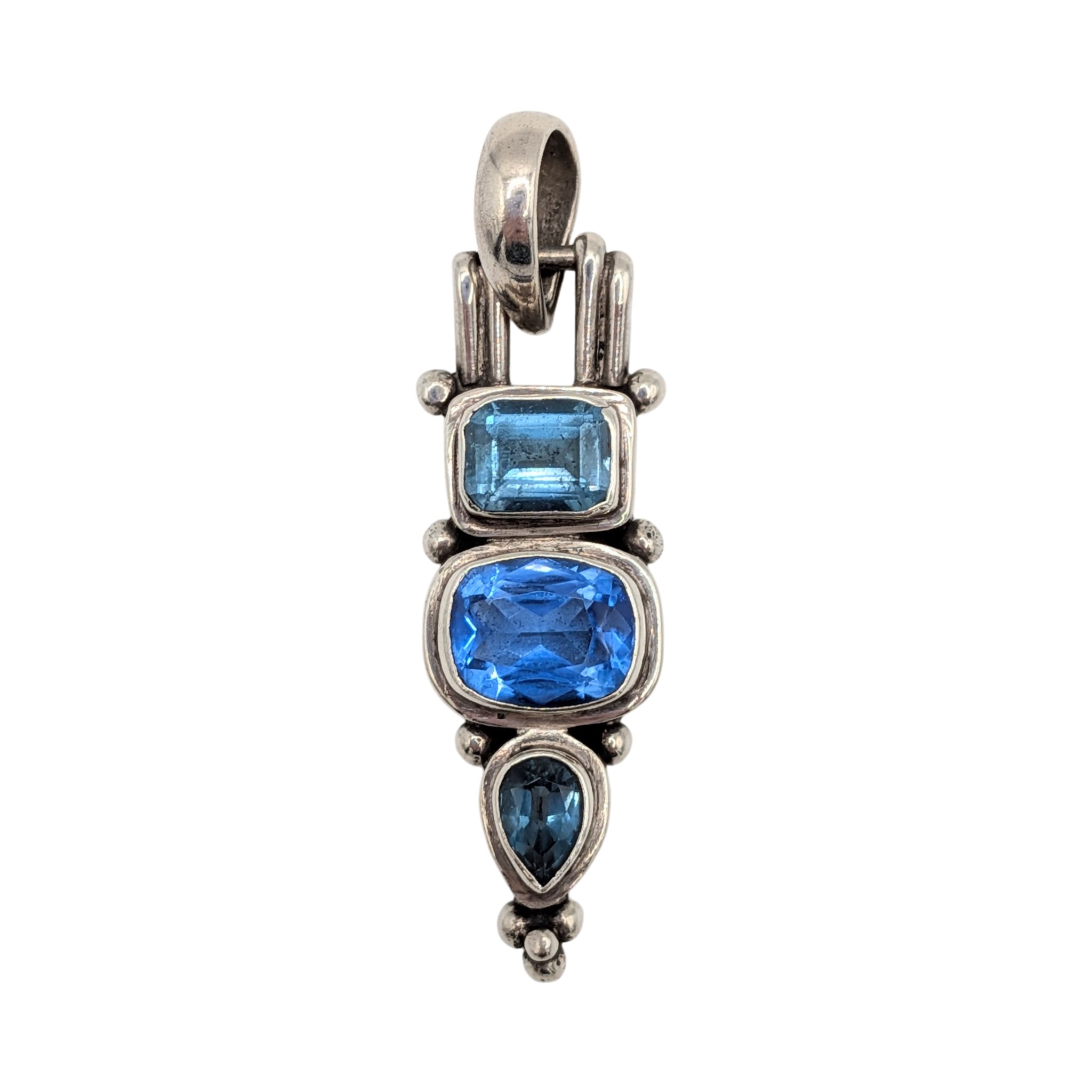 Sterling Silver Topaz Triple Stone Pendant