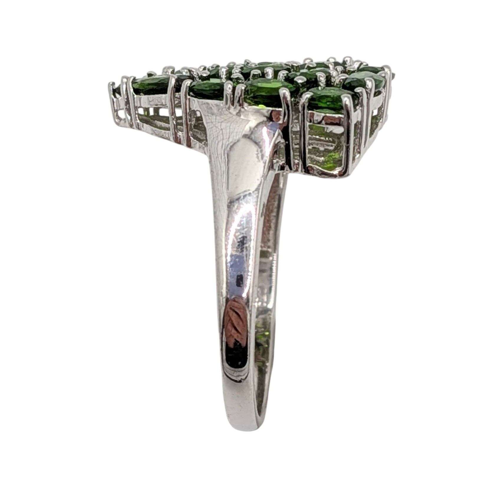 Signed Sterling Silver Emerald Cluster Cocktail Ring Size 11.5