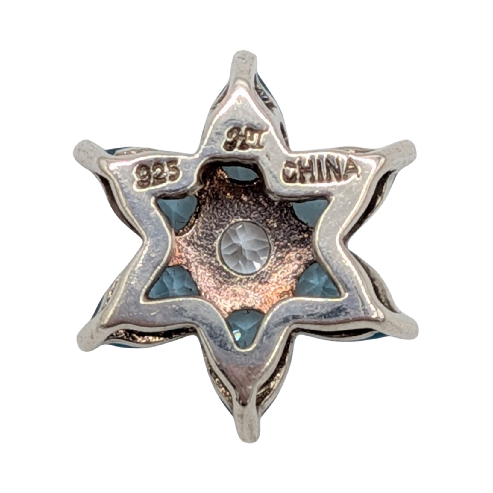 Signed Sterling Silver CZ Floral Slide Pendant