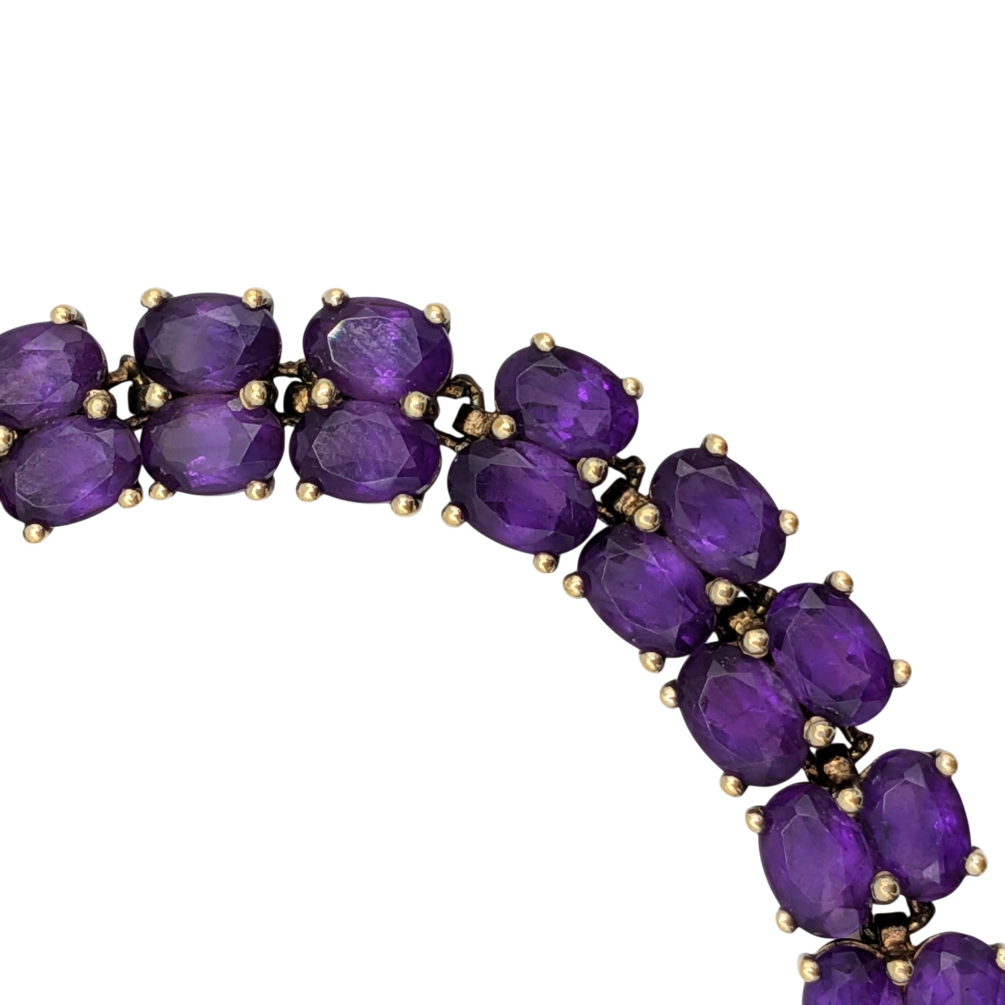 Signed Gold Over Sterling Silver Amethyst Double Row Tennis Bracelet