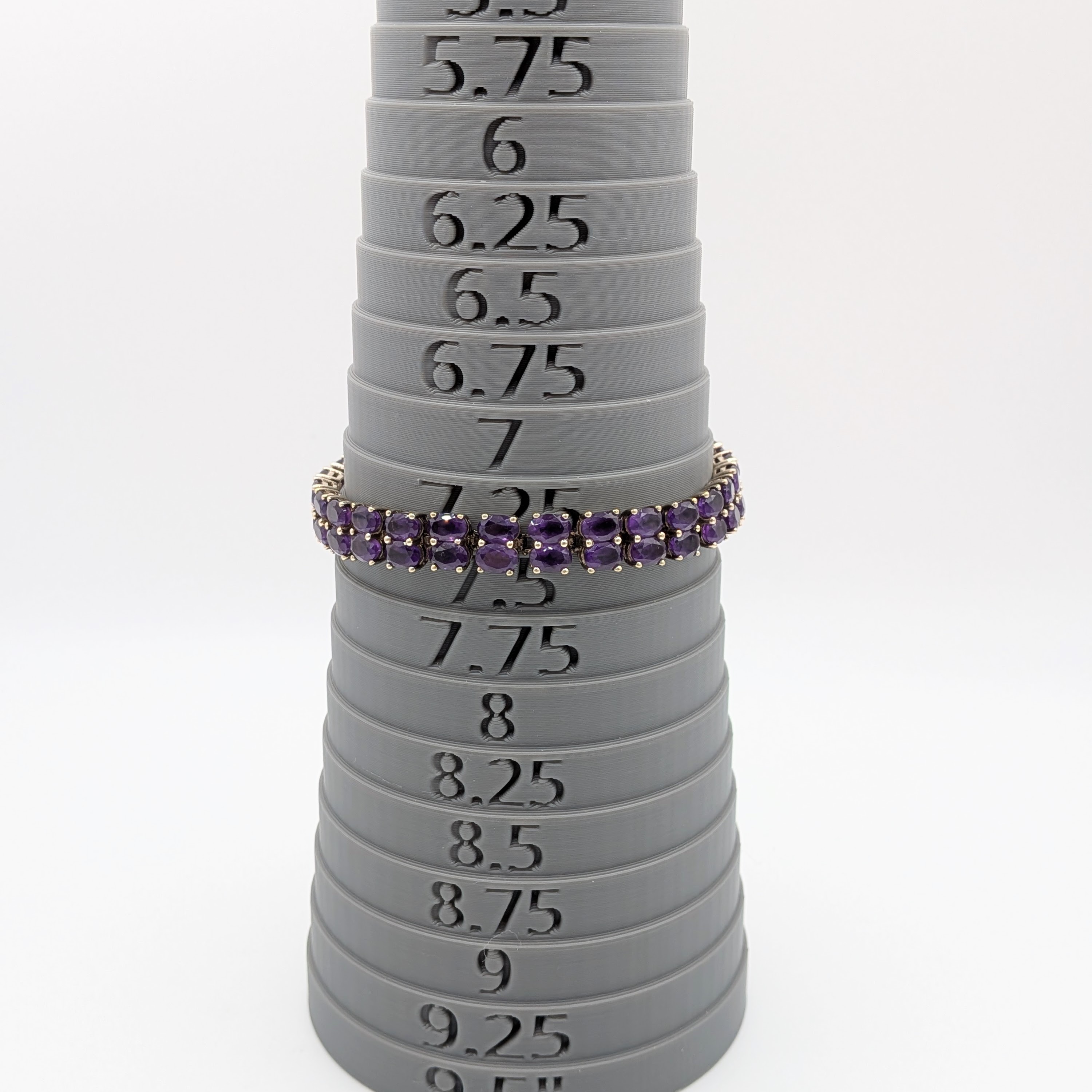 Signed Gold Over Sterling Silver Amethyst Double Row Tennis Bracelet