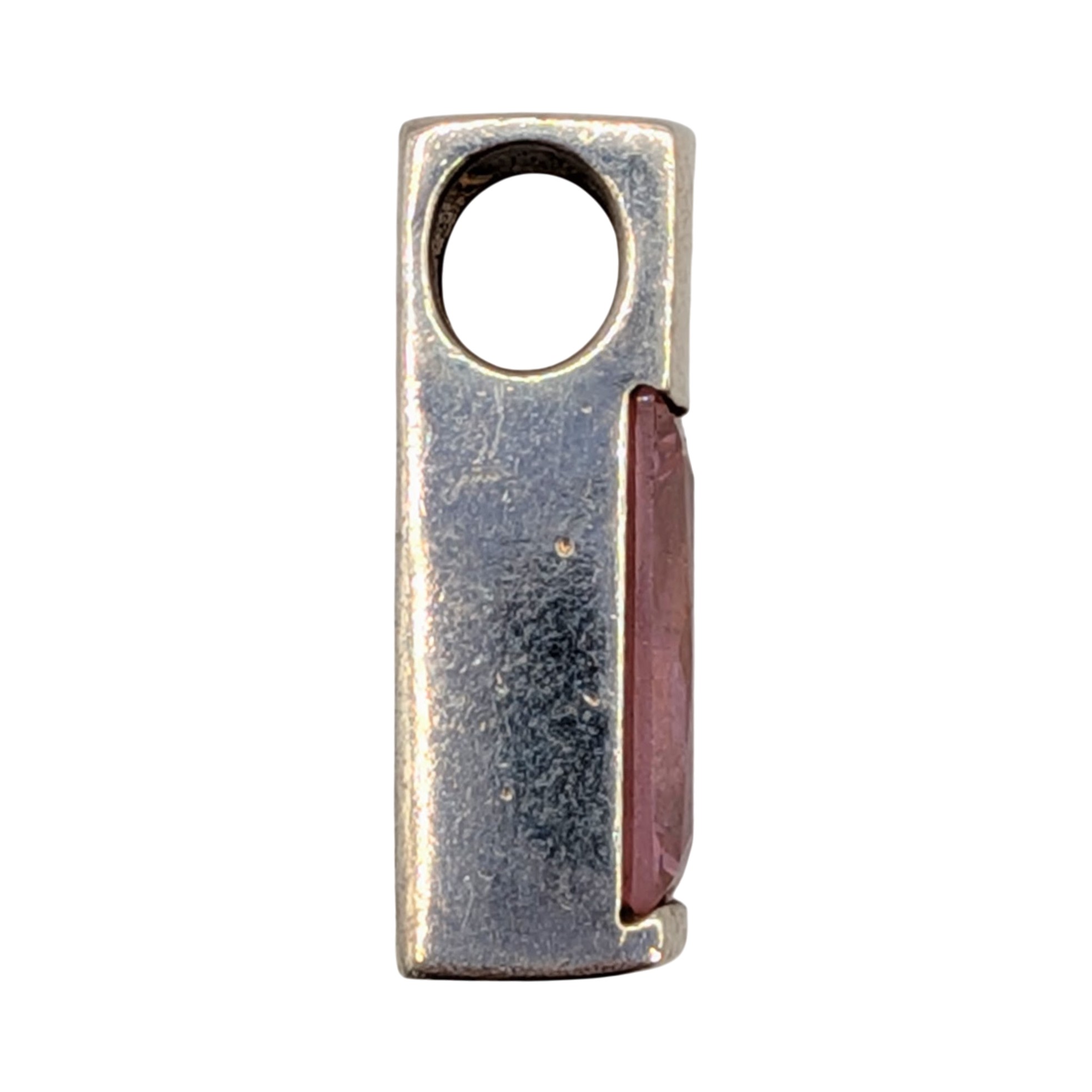 Signed Sterling Silver Pink Tourmaline Bar Slide Pendant