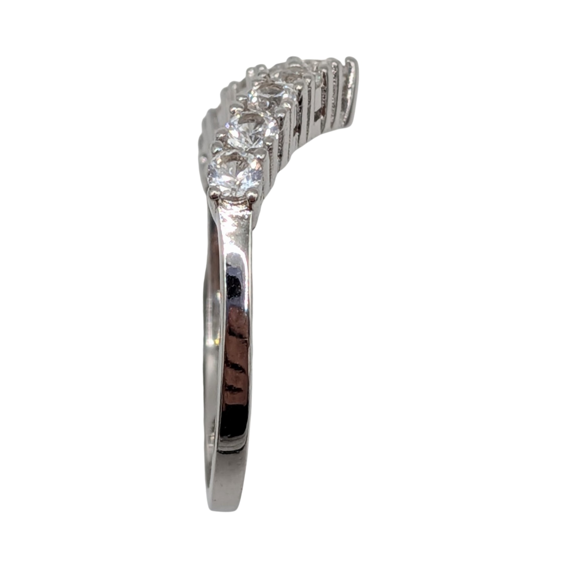 Sterling Silver White Sapphire Chevron Band Ring Size 7